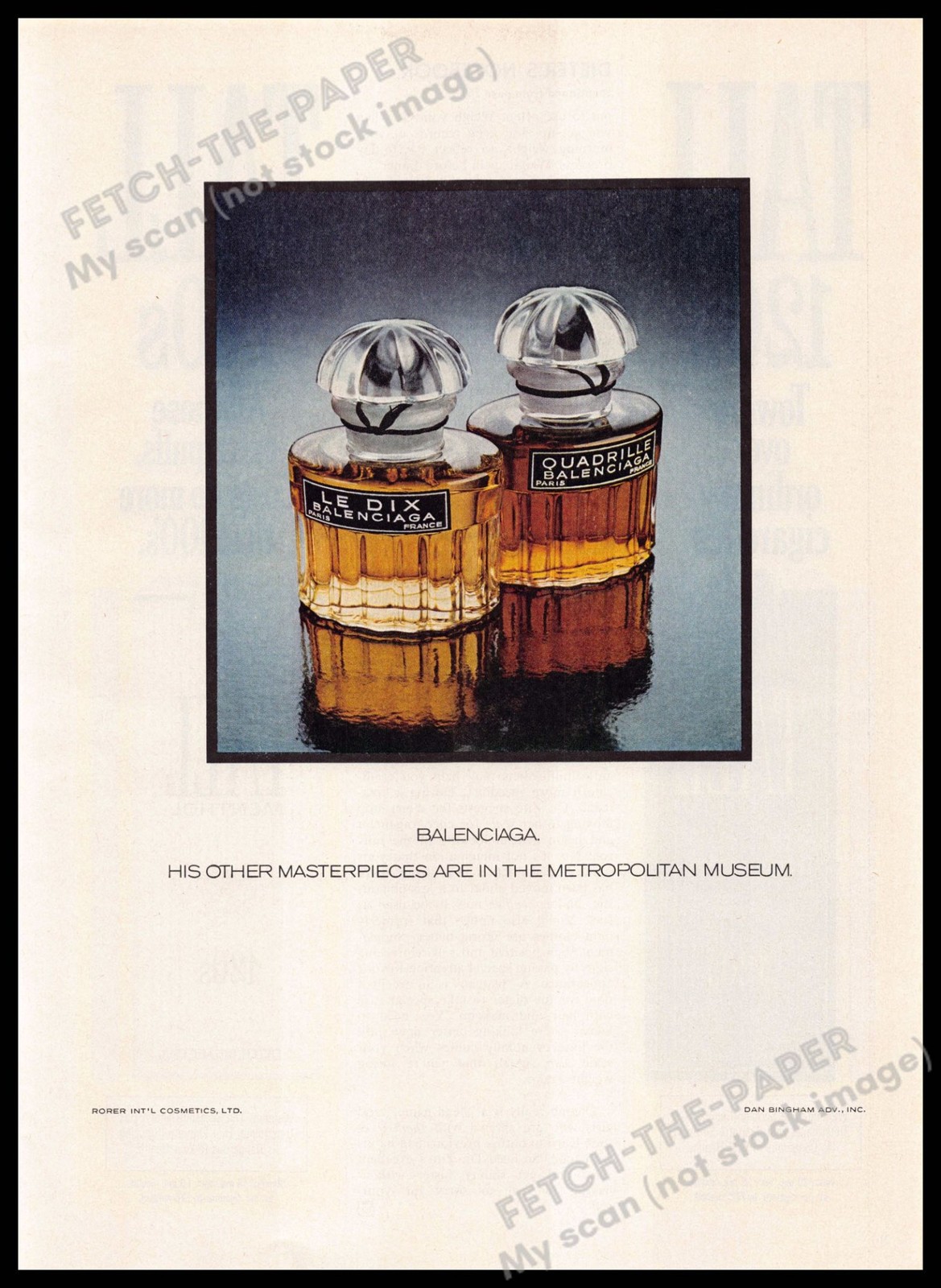Balenciaga Le Dix 1970s Magazine Print Advertisement 1976 (Not the product)