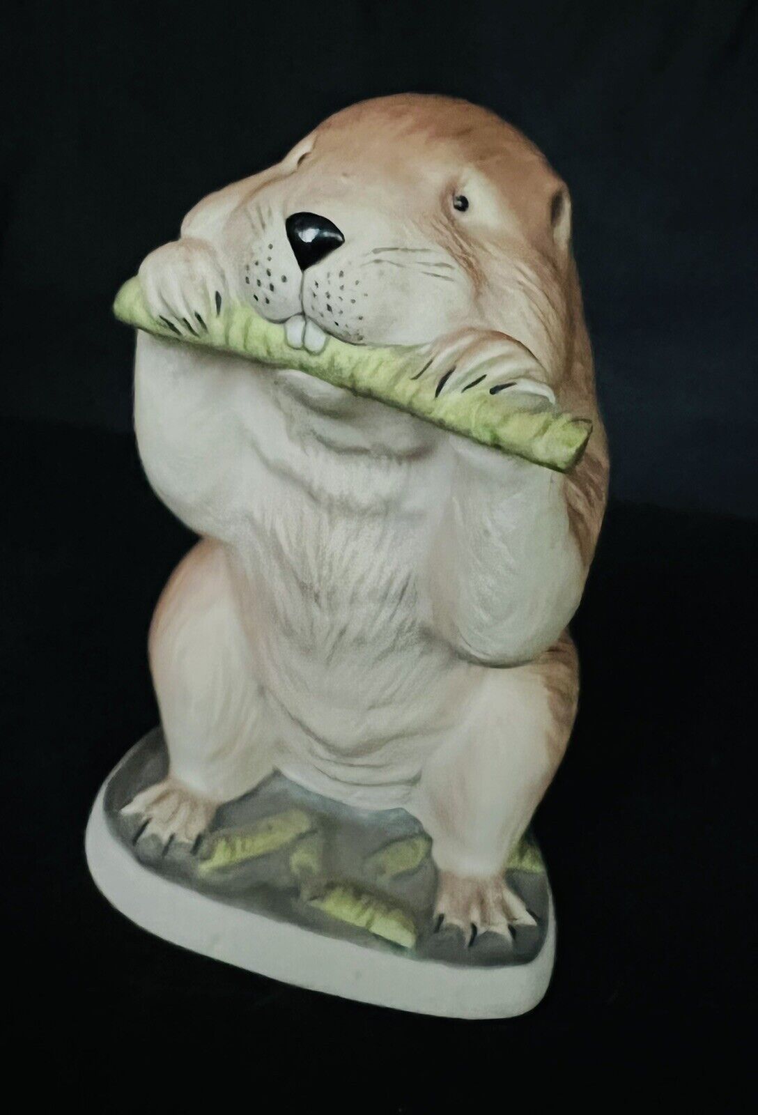 Beaver Chomping On Reeds Figurine Roslyn Carren Porcelain Beauty