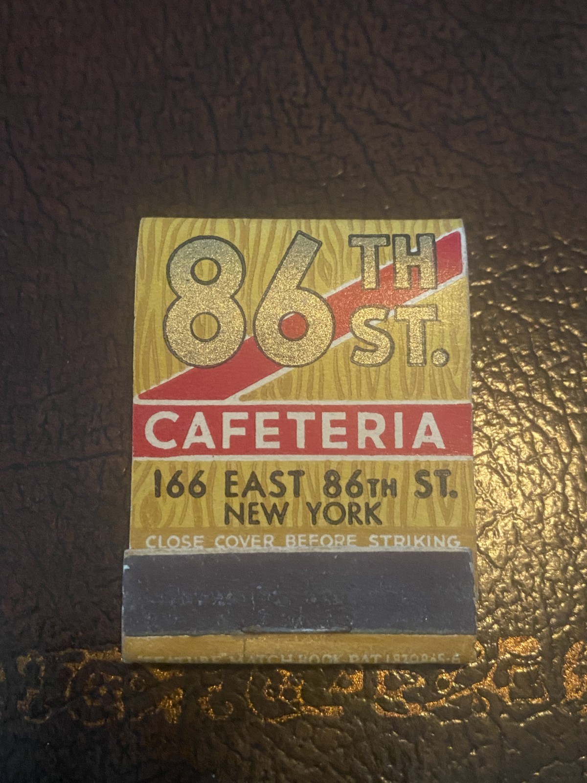 86th St Cafeteria New York City Feature Matchbook Bakery Vintage