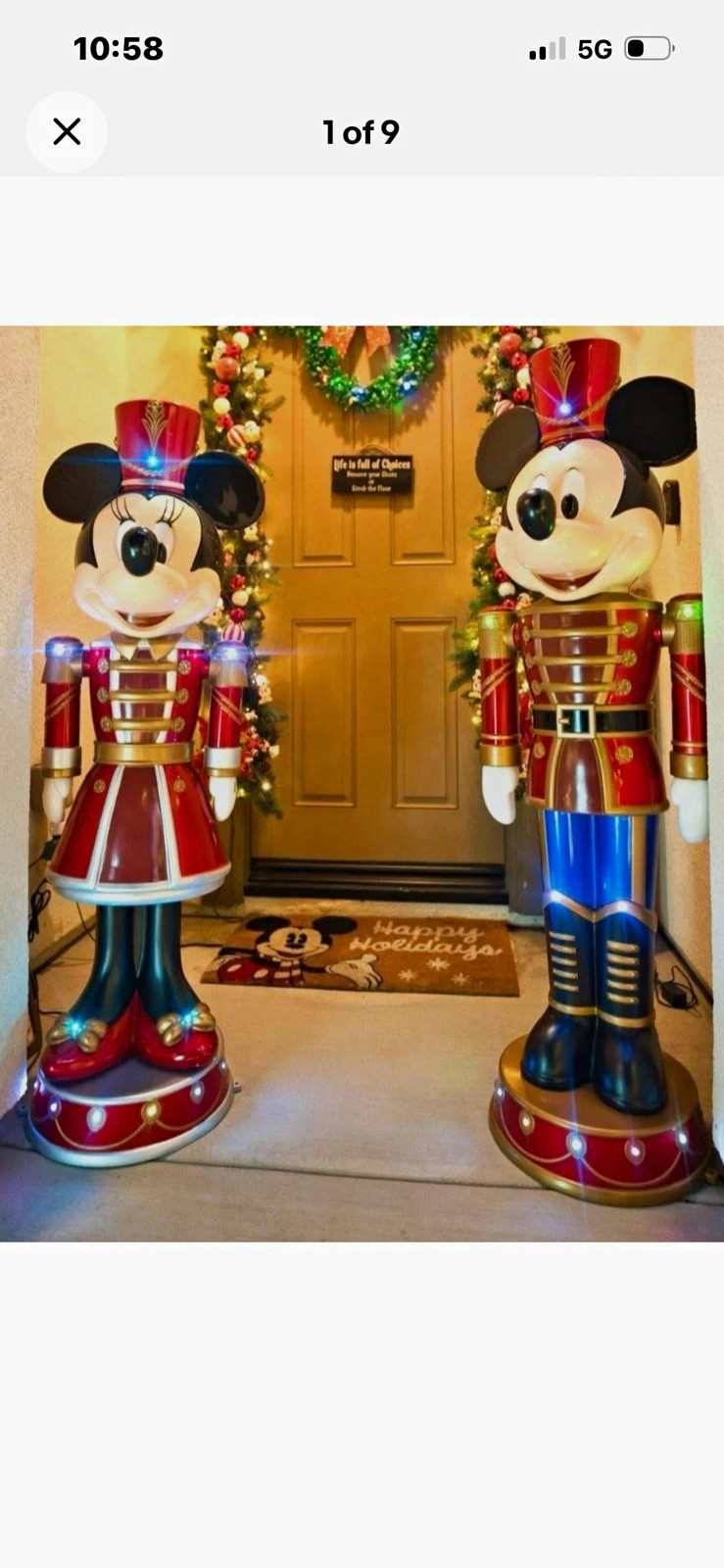 Disney 5 ft LED Holiday Mickey & Minnie Mouse Nutcracker Yard Decor