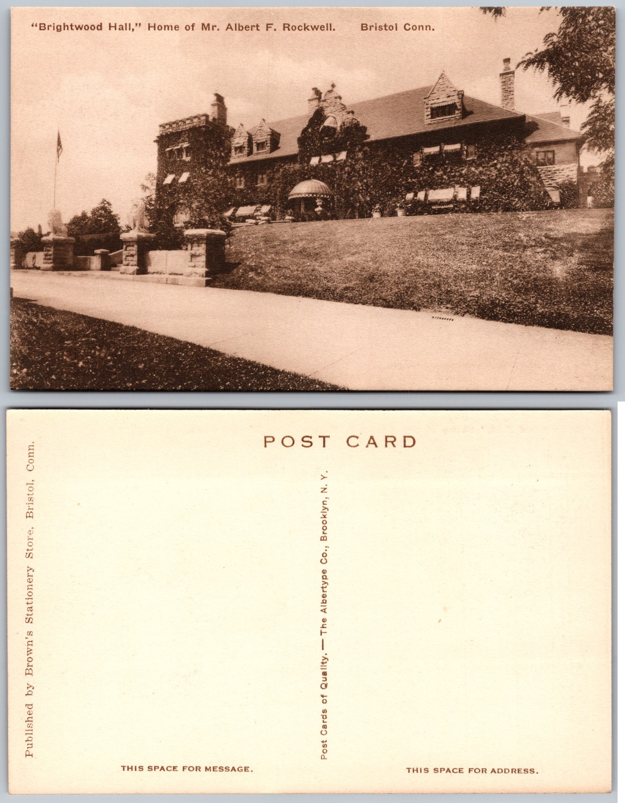 Brightwood Hall Bristol Conn Postcard