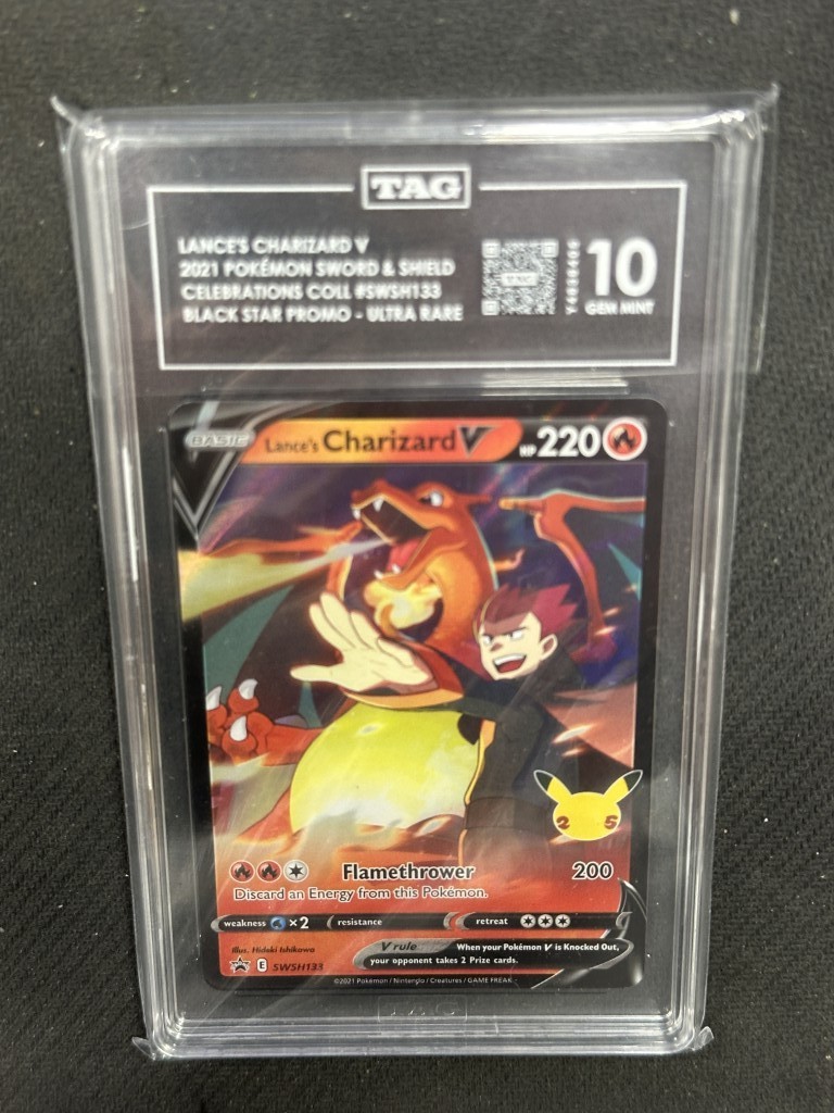 Lance\'s Charizard V  Pokemon Celebration Black Star Promo TAG 10 PSA #SWSH133