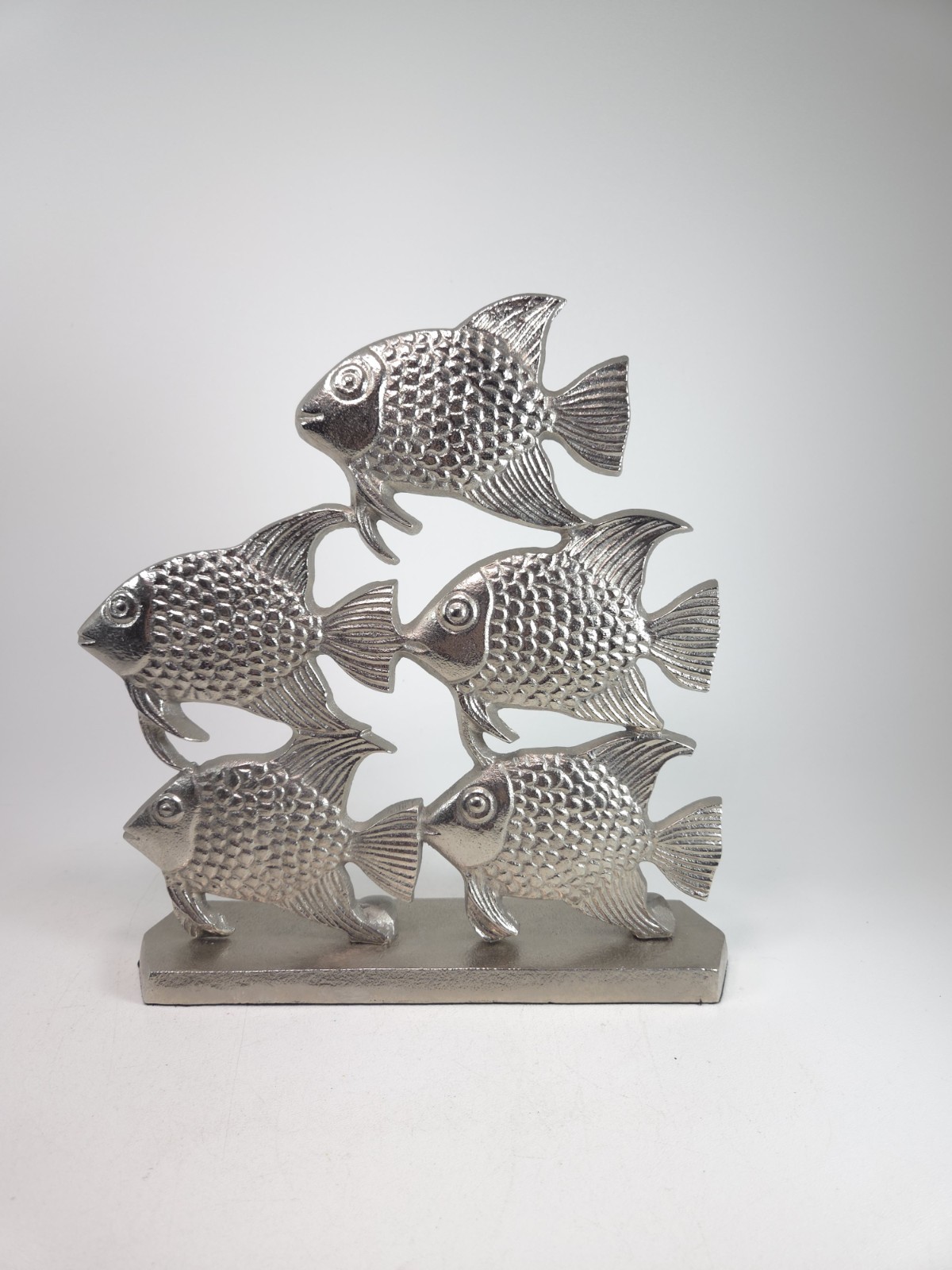 Tracy Boyd Metallic 5 swimming school of Fish Sculpture 11.5\