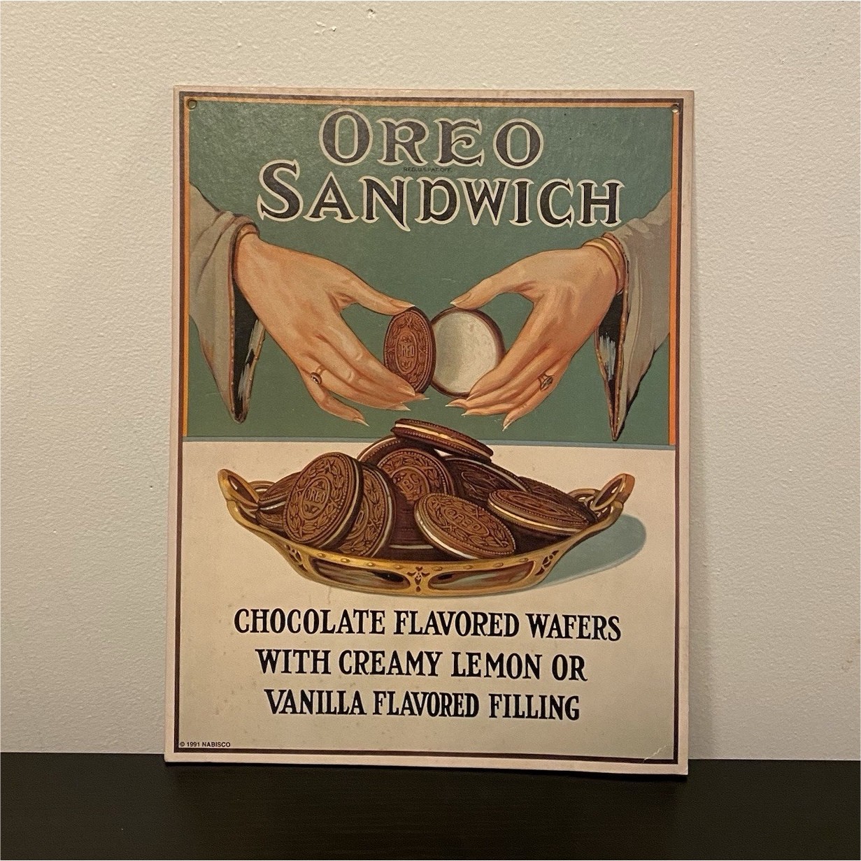 Vintage 1991 Nabisco Oreo Sandwich Advertising Sign Nostalgia Ink