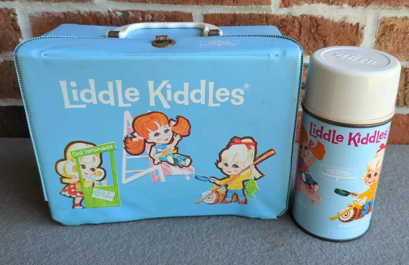 VINTAGE 1968 KING SEELEY MATTEL LIDDLE KIDDLES VINYL LUNCH BOX With THERMOS