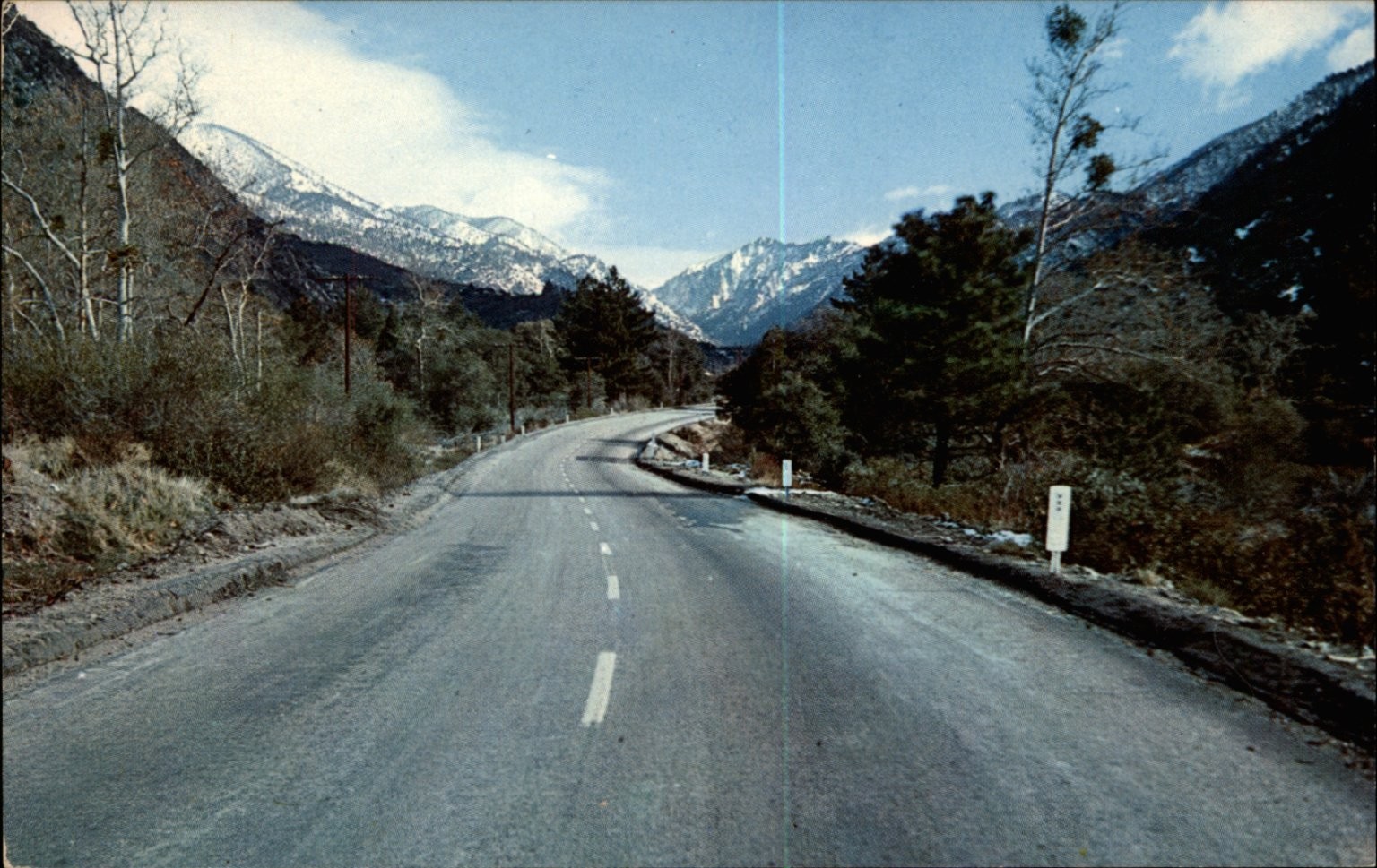 Mill Creek Canyon Forest Falls CA country road vintage postcard b700