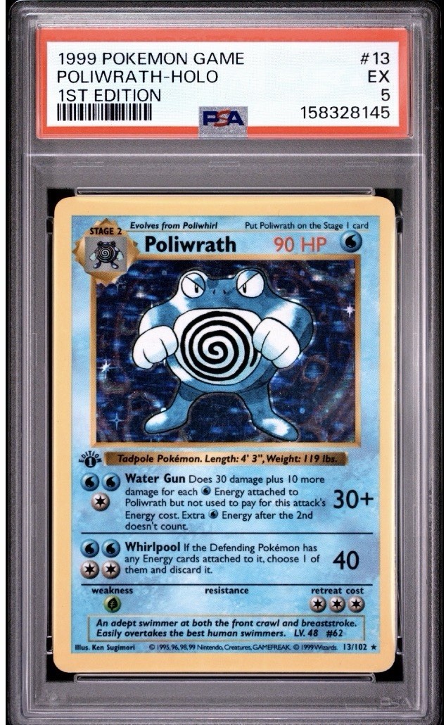 1999 Pokemon 1st Edition Set #13/102 Poliwrath Holo PSA 5