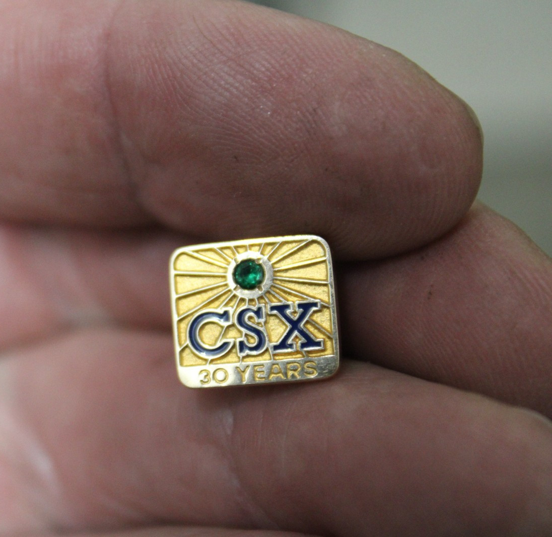 CSX 30 Year Service Pin Award 10k Gold with Gemstone CSX 30 Year Service Pin Award 10k Gold with Gemstone