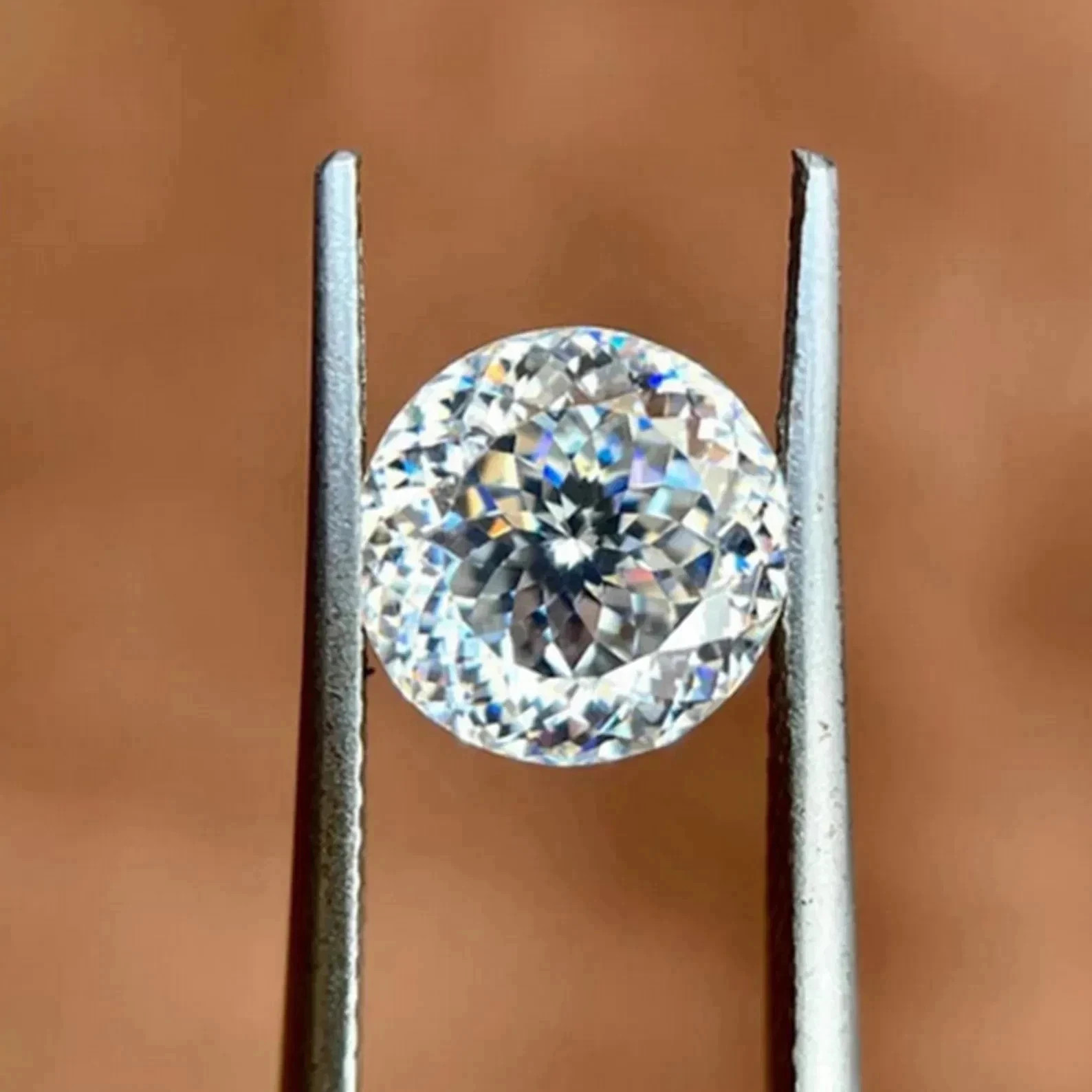3.35 Ct Mossanite Diamond Round Portuguese Cut VVS1 Clarity 9.4x5.8 Loose Gem