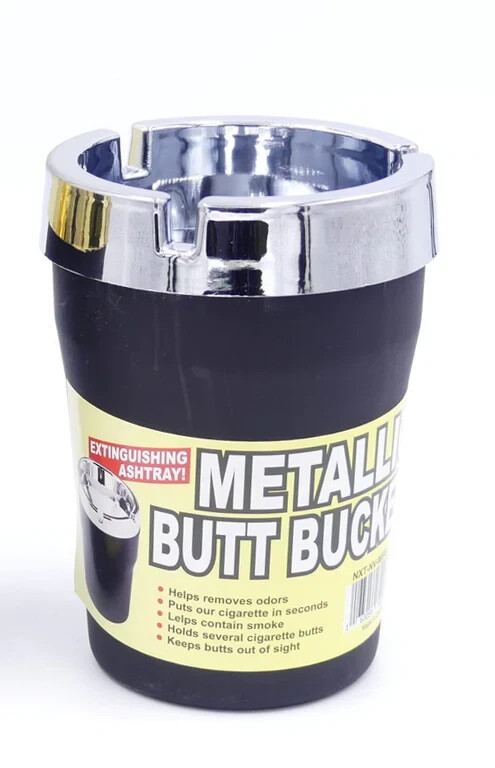 😎 2 x SILVER BUTT BUCKET ASHTRAY 💛💚💜 CAR CUP HOLDER PORTABLE 