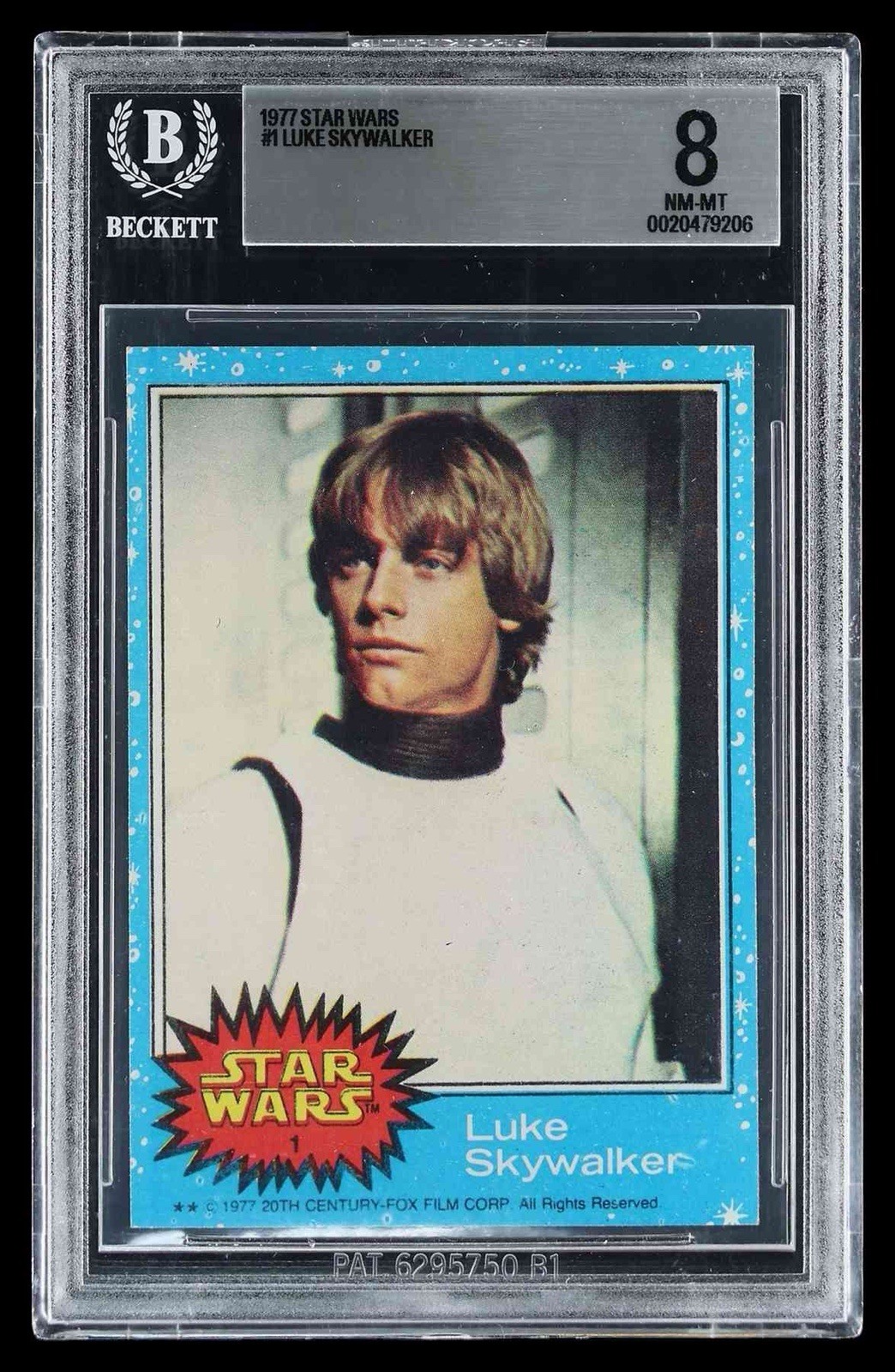 1977 Topps Star Wars Luke Skywalker Blue Series 1 Rookie Card #1 RC BGS 8