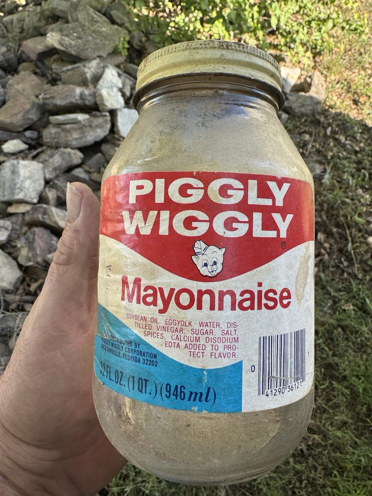 RARE EVEN ON EBAY Vintage PIGGLY WIGGLY Mayonnaise Jar w Label  & Lid One Quart
