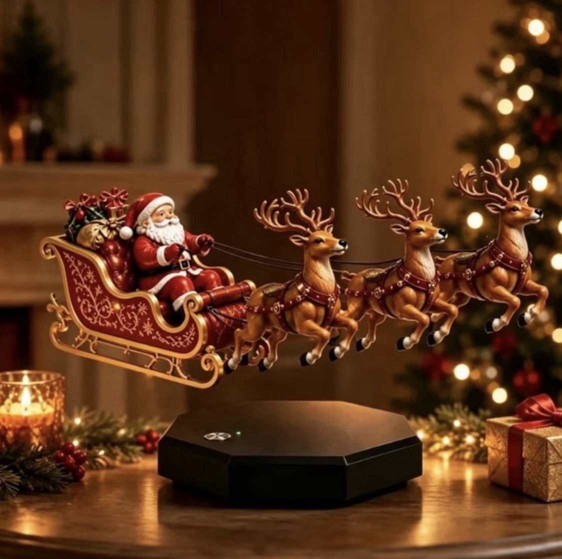 Levitation Sleigh Display Floating Christmas Santa Claus Reindeer Decoration NEW