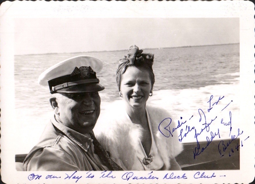 1941 Vintage Signed Black & White Photo Navy Officer & Woman on Boat