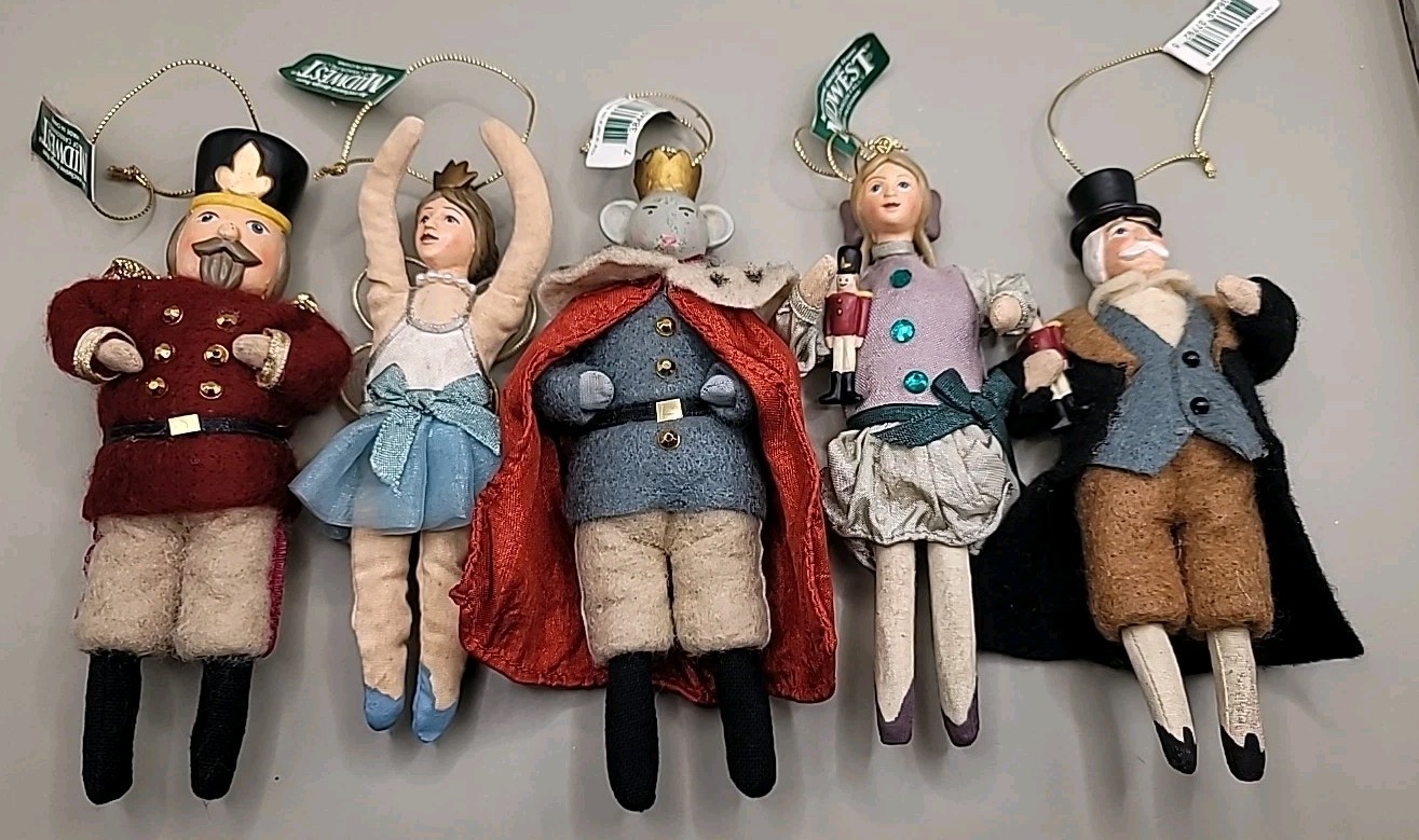 RARE Midwest Cannon Falls Nutcracker Suite▪︎Set Of 5 ORNAMENTS▪︎NWT▪︎Felt VGC