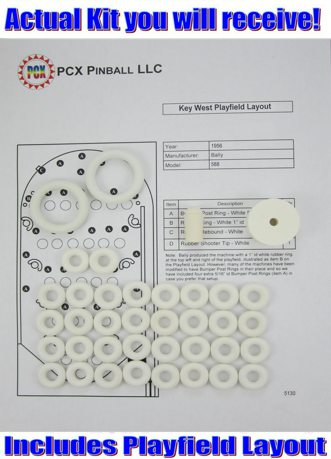 1956 Bally Key West Bingo Machine Rubber Ring Kit