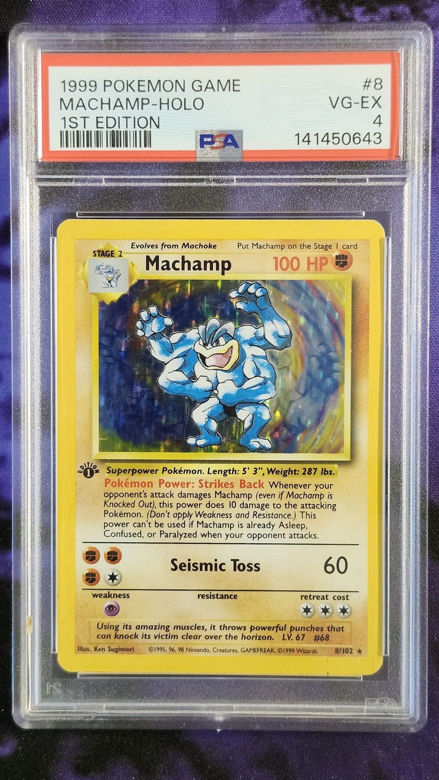 Pokemon PSA 4 Machamp 8 1st Edition Holo Base Set
