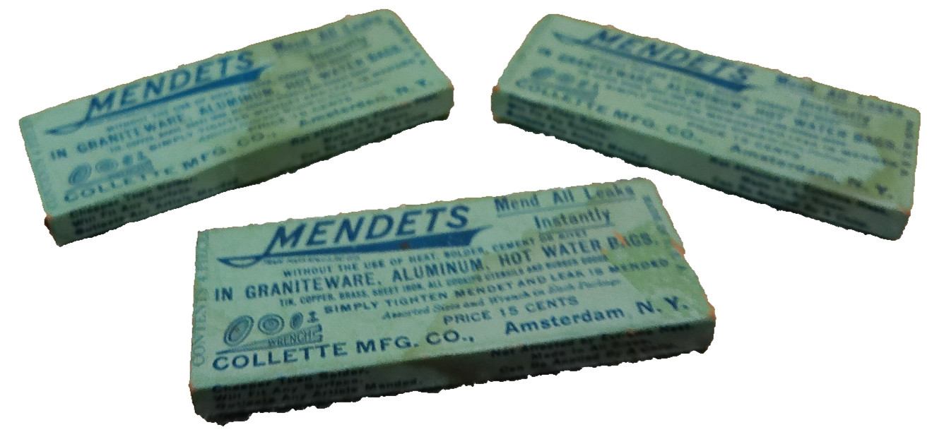 Mendets mend all leaks insantly Collette Mfg lot 3 NOS home repair vintage