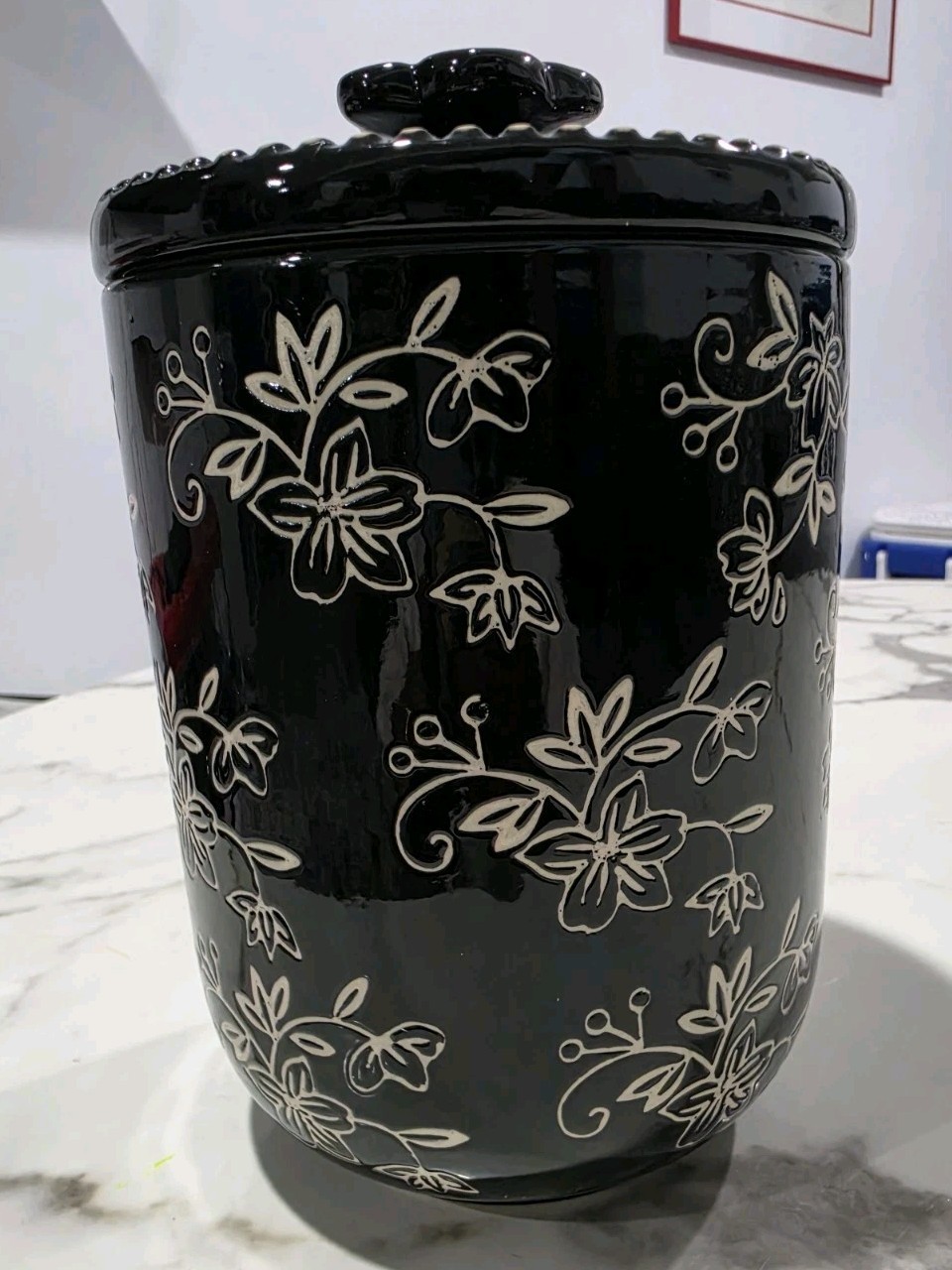 NEW TempTations Black Floral Lace Motif Lidded Jar TREAT JAR HOLIDAY