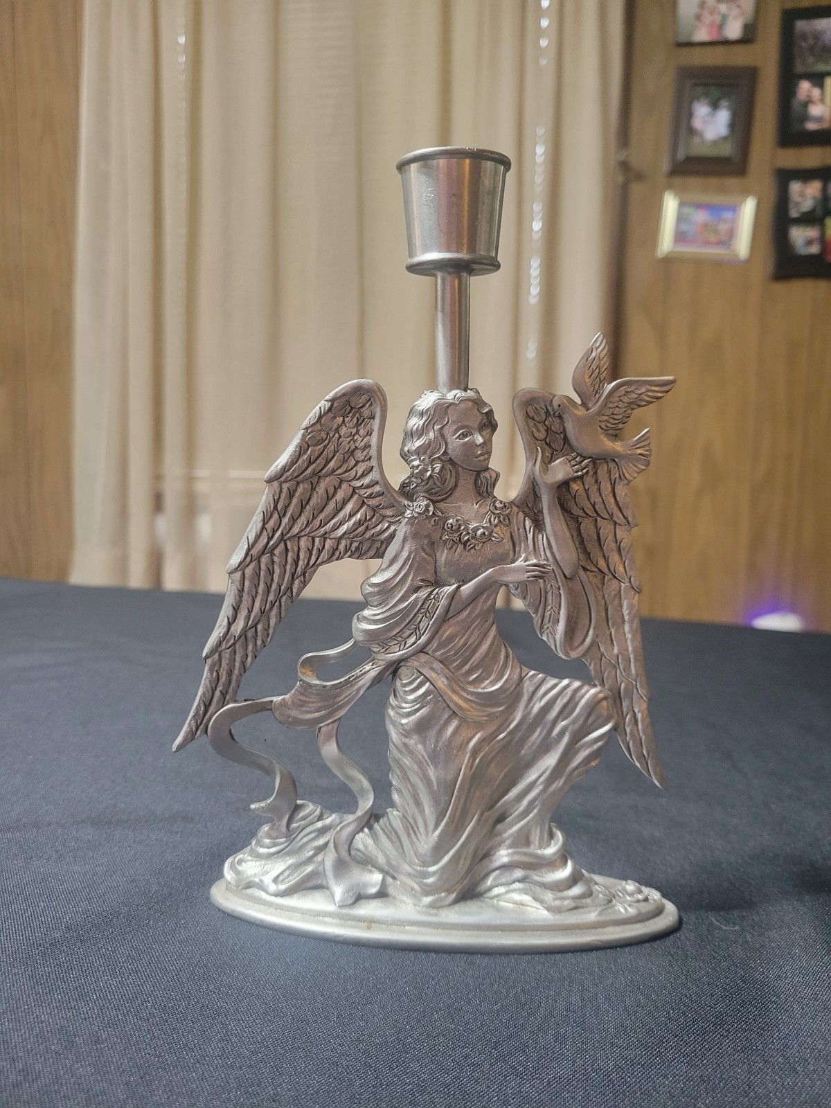 Vintage 1997 Seagull Pewter Angel with Dove Candle Holder 8.5” CLA-7 Canada