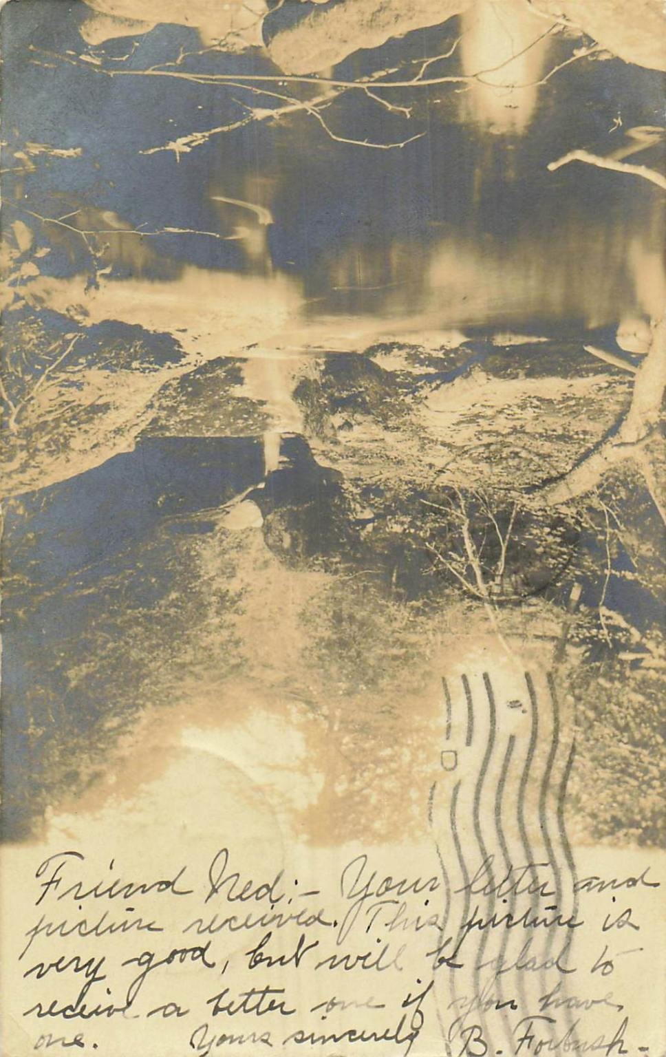 Gorham Maine RPPC Postcard c1900s River Landscape & Trees Posted to Portland