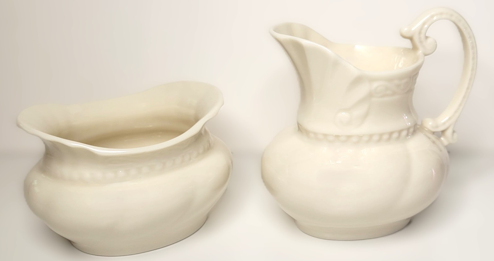 Vintage Lenox Colonial Collection Creamer & Open Sugar Bowl Set Ivory USA