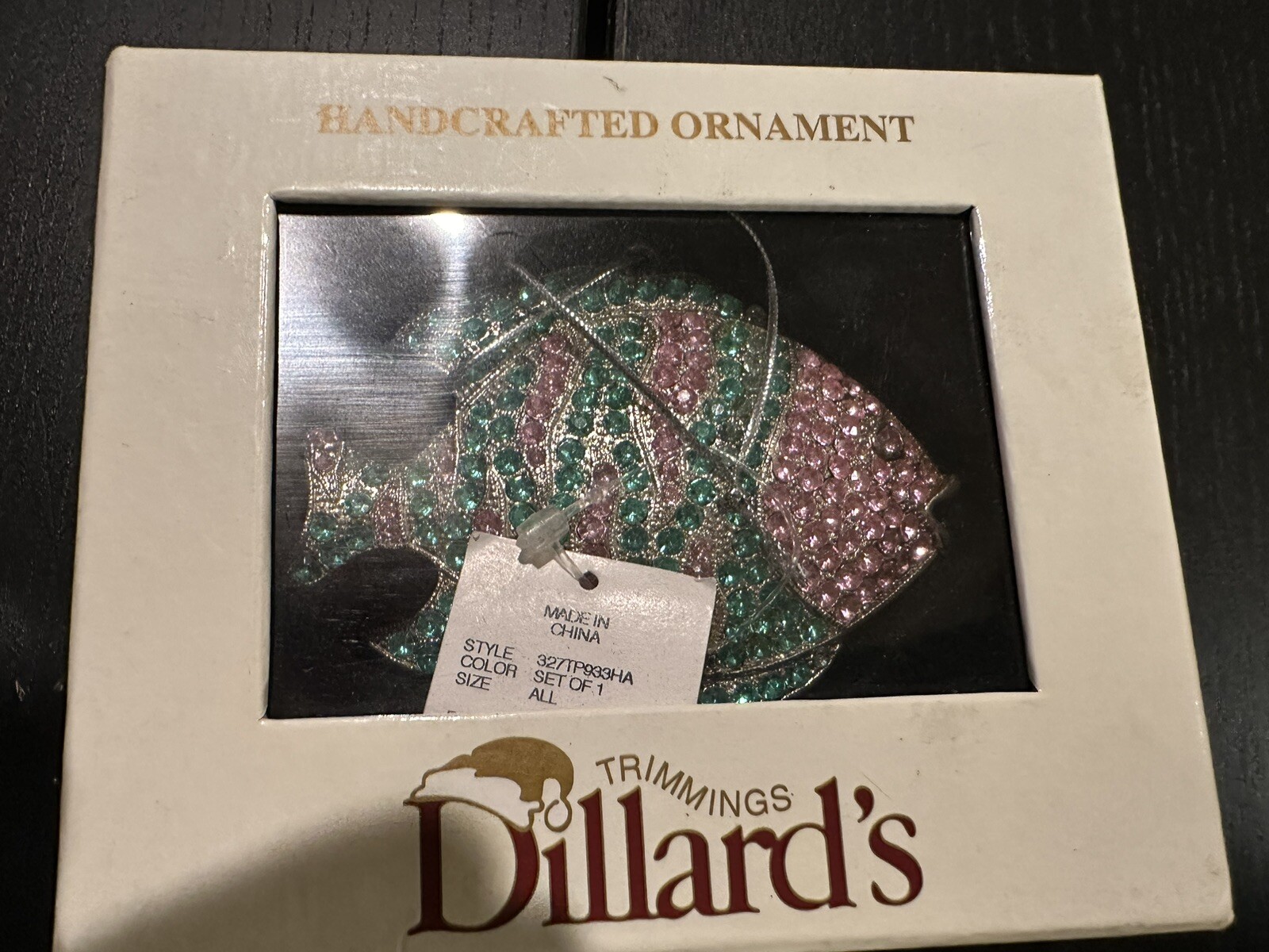 Ultra Rare Vintage Dillard\'s Trimmings Handcrafted Fish Ornament & Box