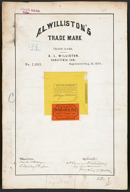 Photo:A.L. Williston Payson's Indelible Ink Trademark 1875 Advertisement