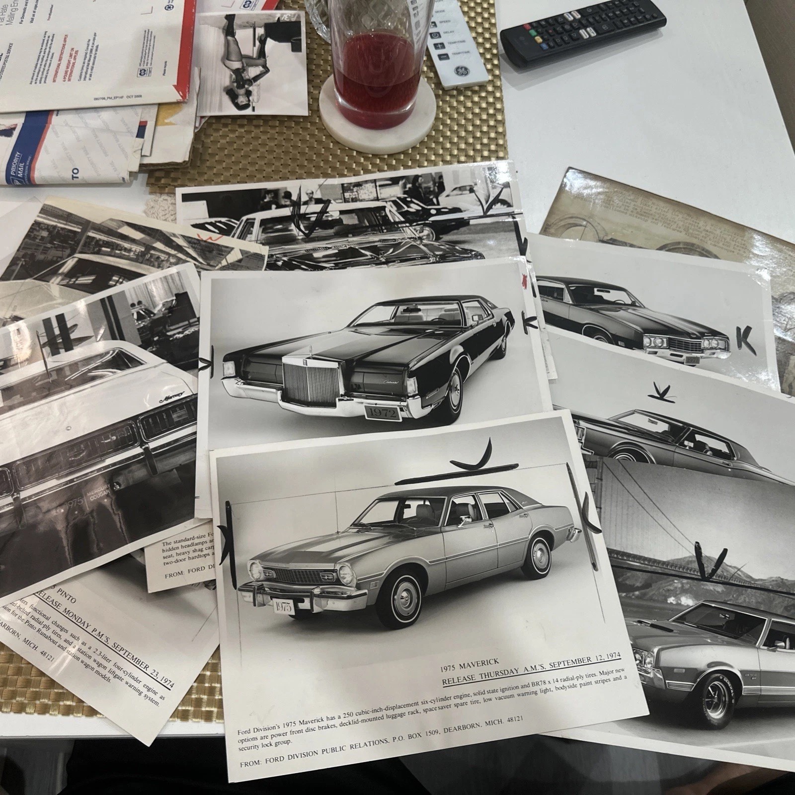 Sellers Lot Of VTG Lincoln Mercury Continental Pantera B&W Press Release Photo
