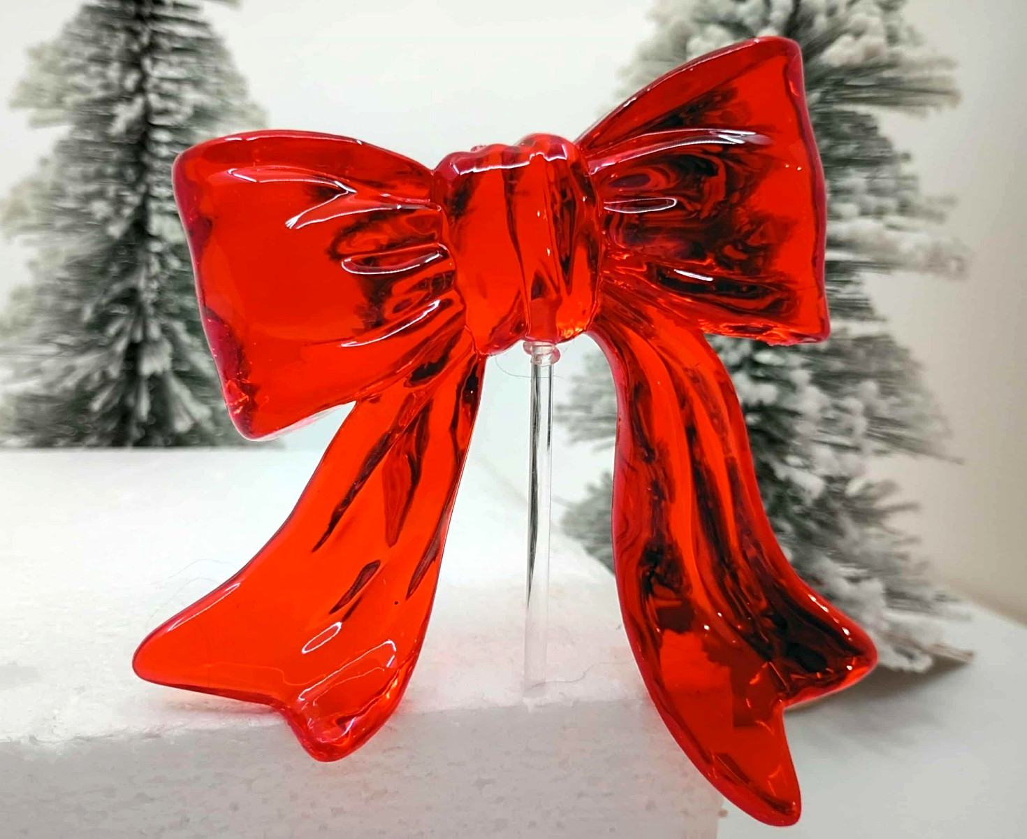 Rare Large Red Bow Topper for Ceramic Christmas Tree Lights Bulbs Star
