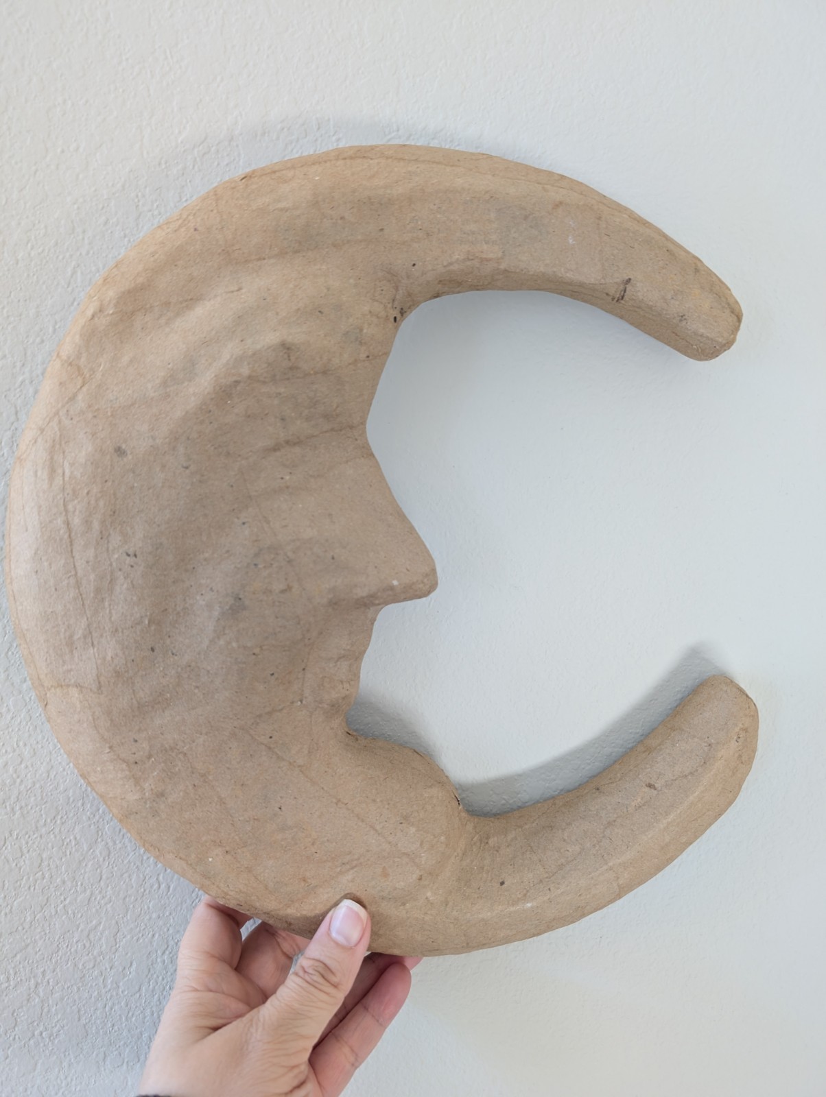 VTG 90s paper mache crescent moon anthropomorphic decor whimsical VTG 90s paper mache crescent moon anthropomorphic decor whimsical