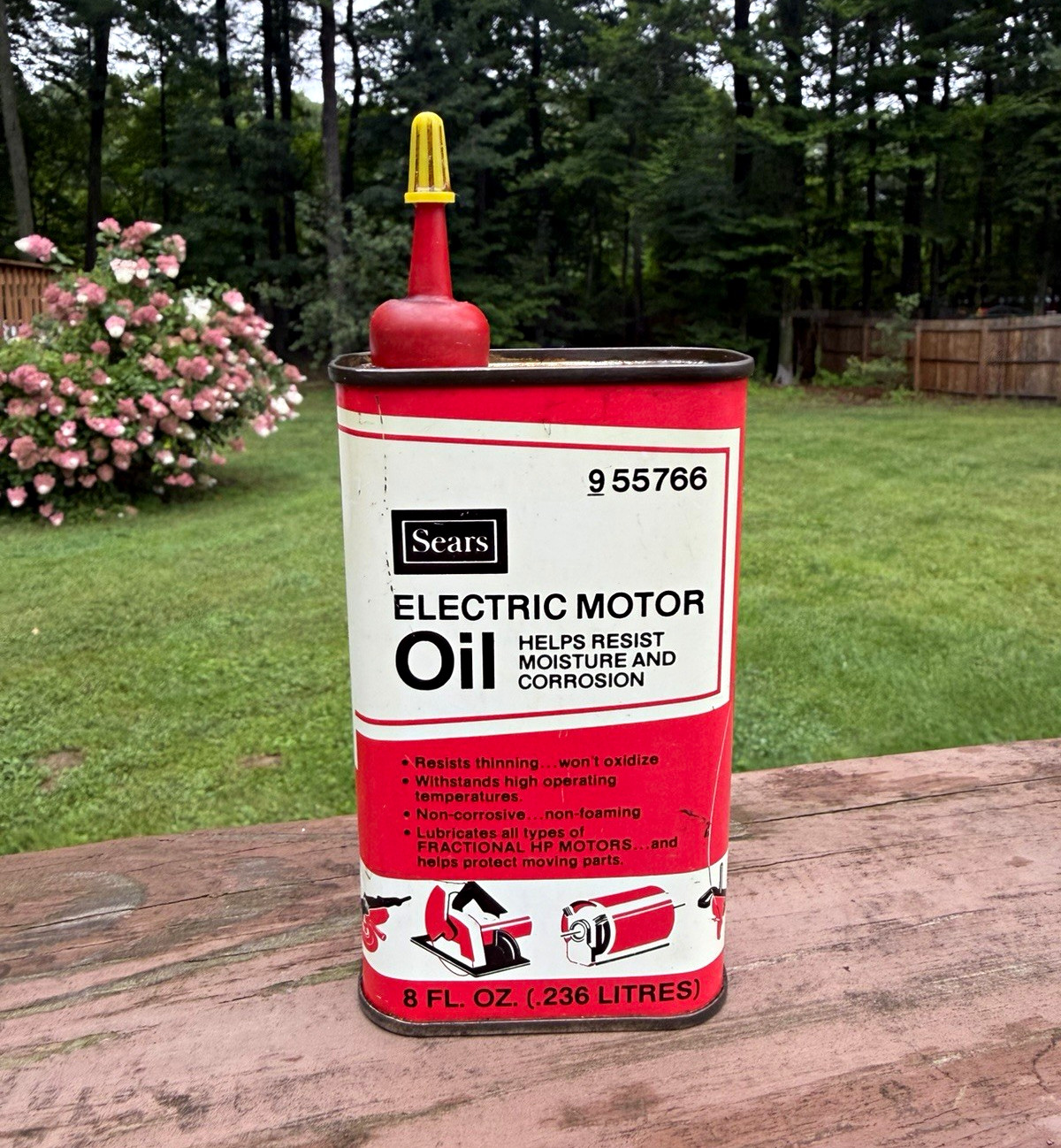 VTG 1960s Sears Electric Motor Oil Can 8oz Oiler Metal Tin No. 955766 With Spout