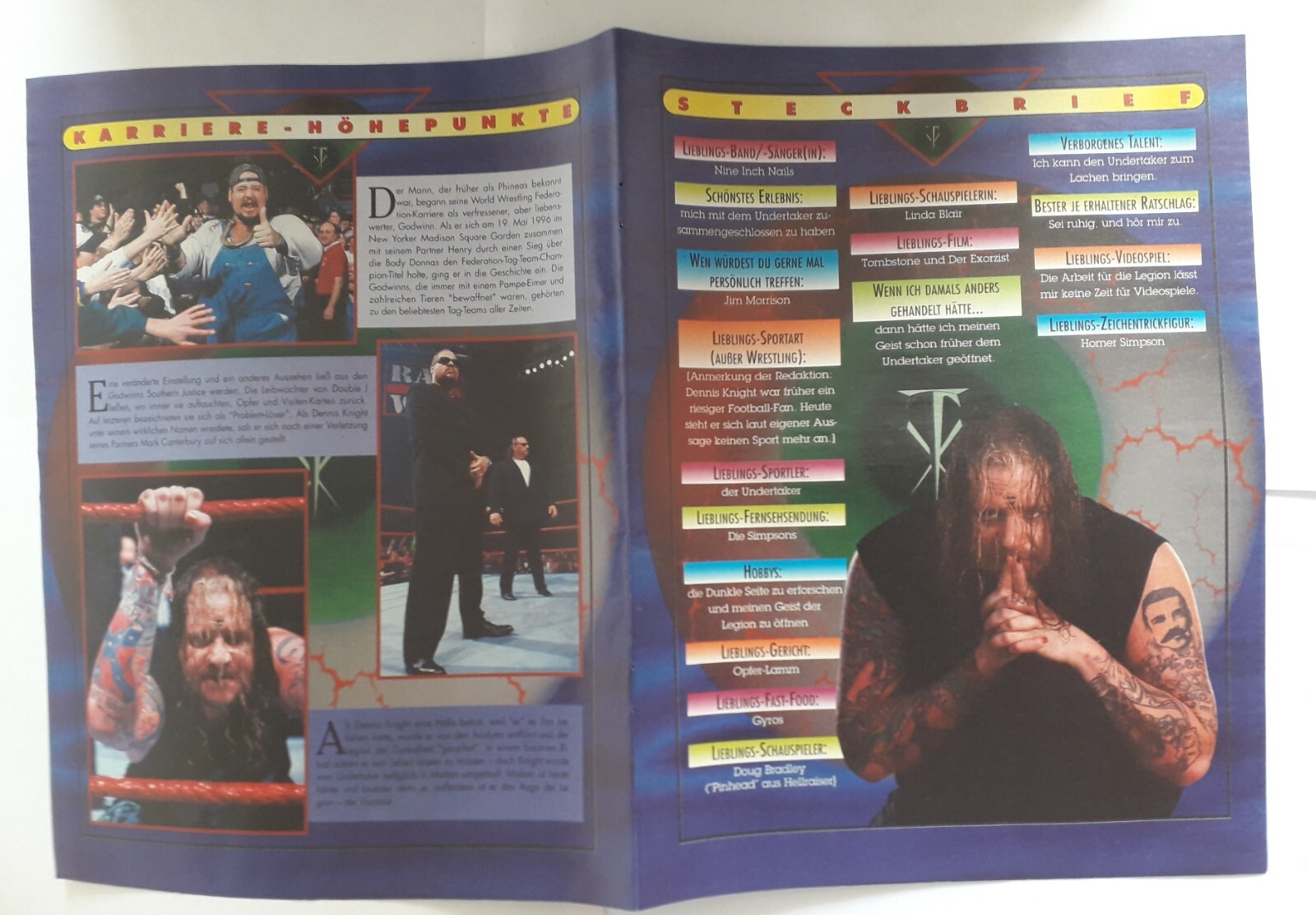 Phineas I Godwinn 29.7x42cm Profile and Poster WWF WWE WCW ECW