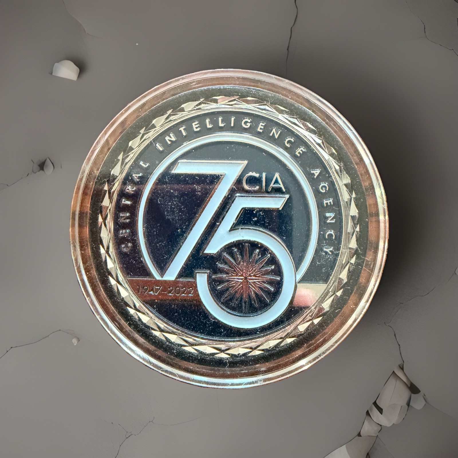 Central Intelligence Agency (CIA) 75th Anniversary Challenge Coin w/ Capsule Central Intelligence Agency (CIA) 75th Anniversary Challenge Coin w/ Capsule