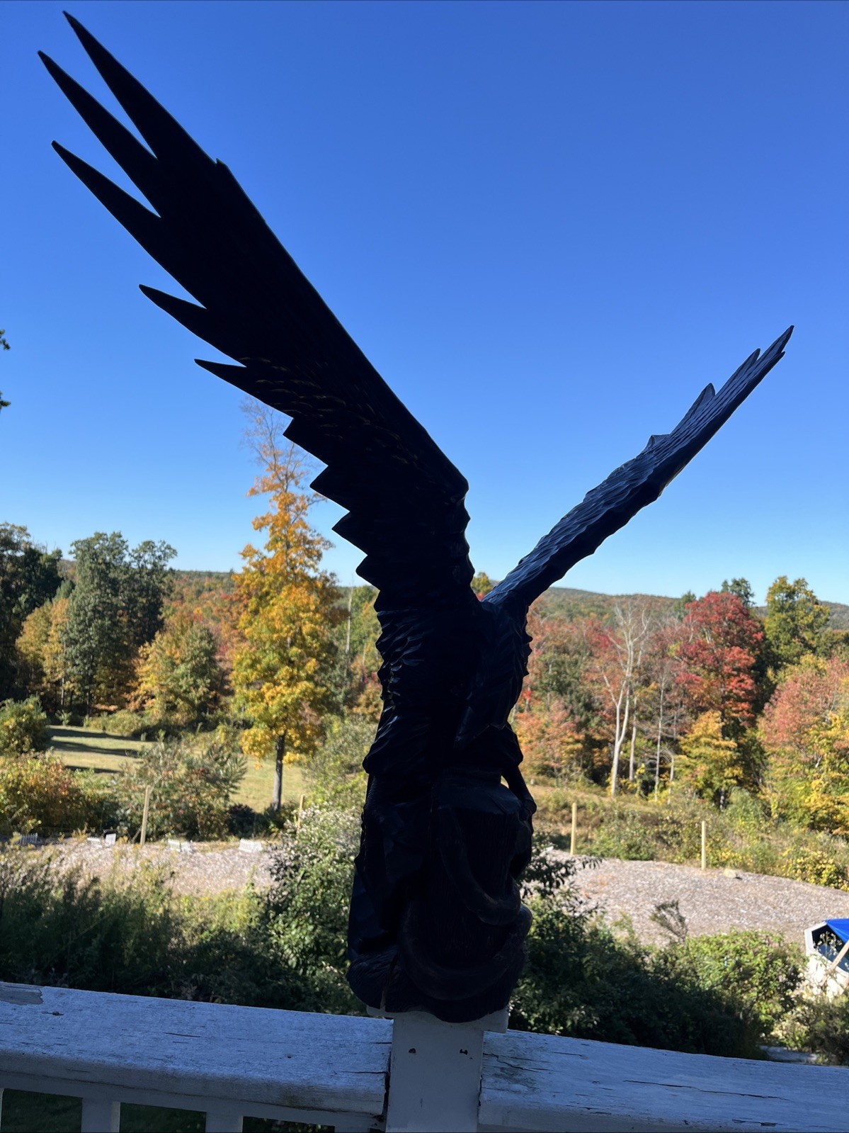Vintage Hand Carved Wooden Eagle And Snake Sculpture Statue  Spread Wings Remove