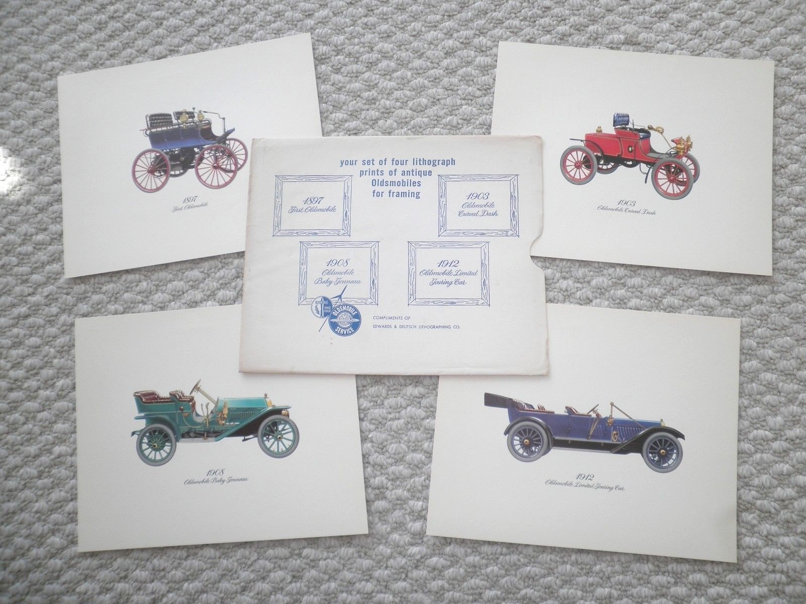 Vintage OLDSMOBILE Issued Lithograph's / Prints / Paintings, 1897,1903,1908,1912