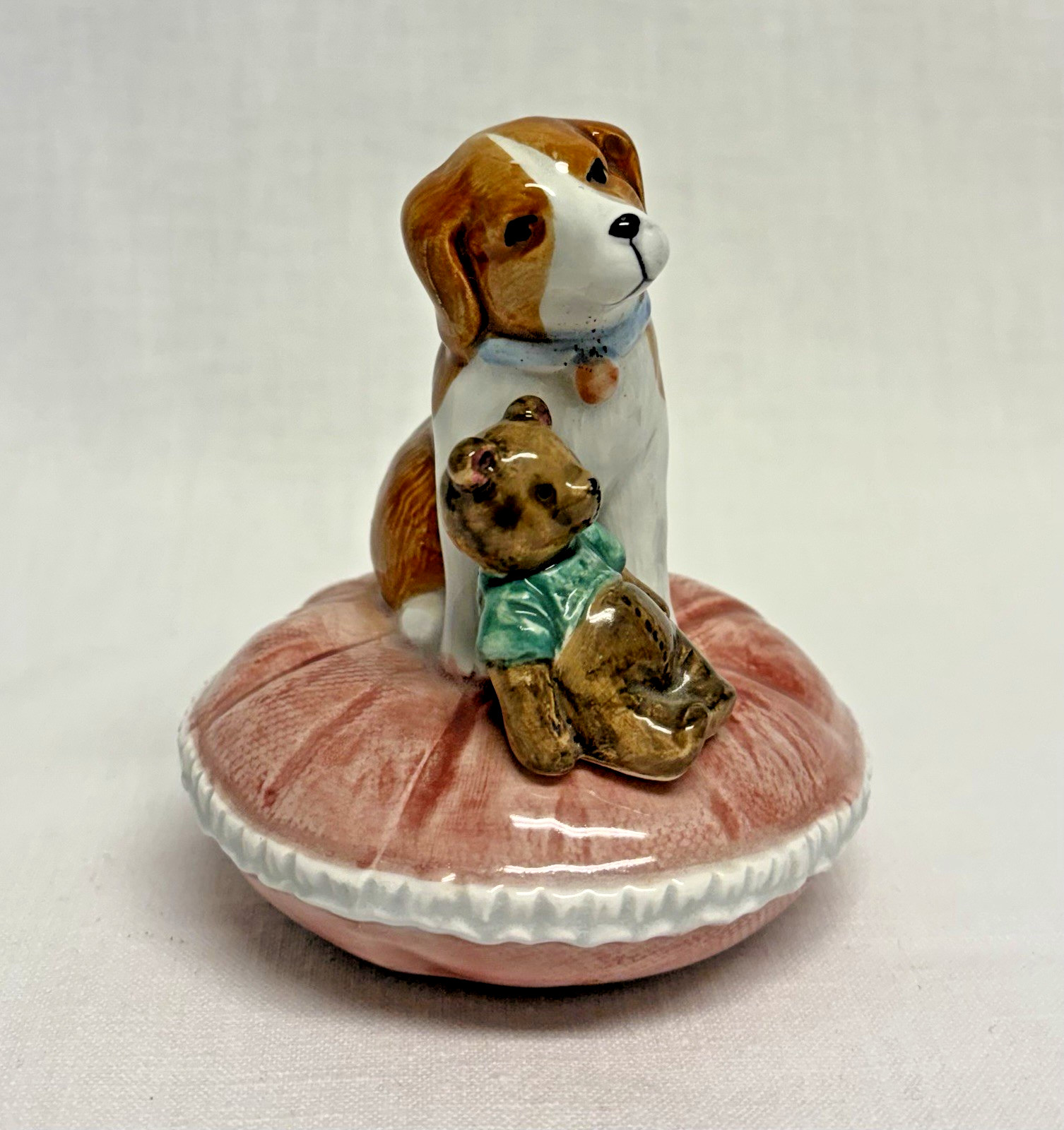 Vint. SCHMID PORCELAIN MUSICAL DOG FIGURINE \