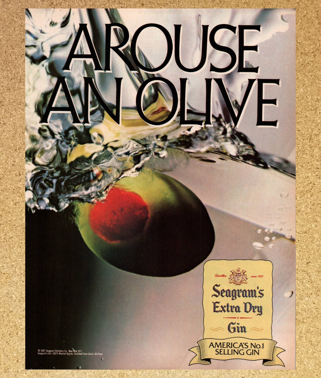 Seagram\'s Extra Dry Gin Olive Alcohol - Magazine Print Ads Poster 1987
