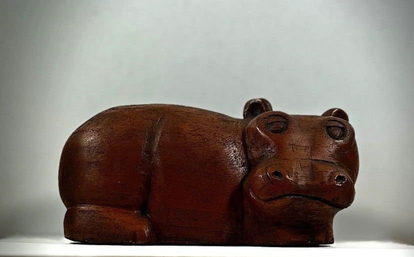 VTG 1960's Hippopotamus Figure good condition vintage wooden HIPPO figurine