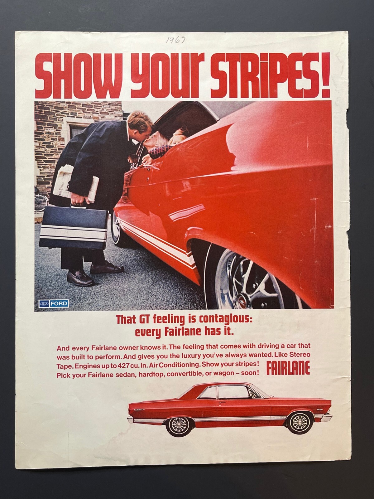 Original 1967 Ford Fairlane Car - Original Print Advertisement (10in X 14in)