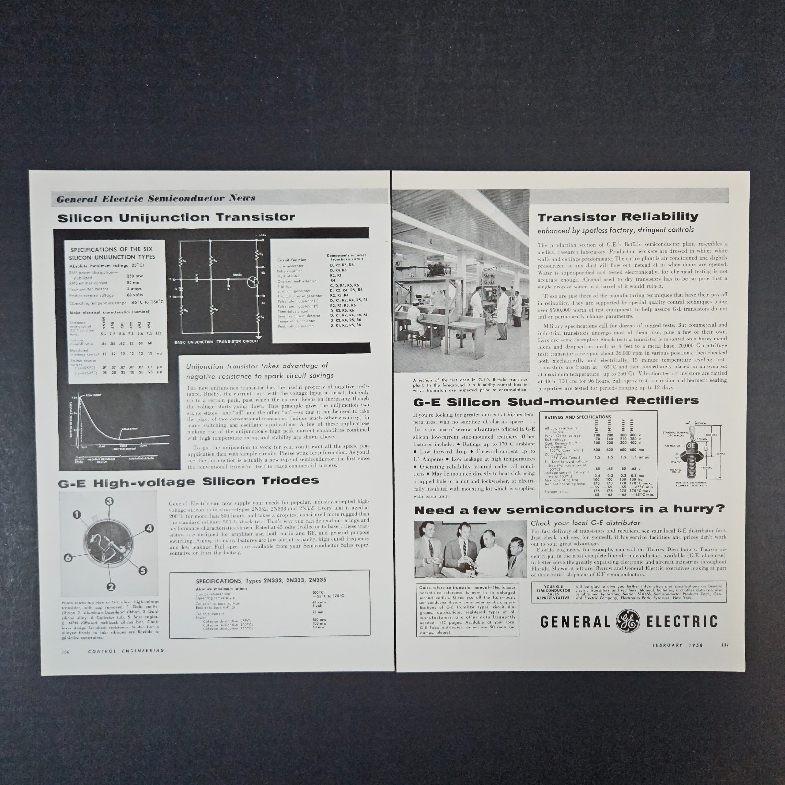 1958 GE General Electric Semiconductor News Vintage Print Ad Syracuse NY Specs