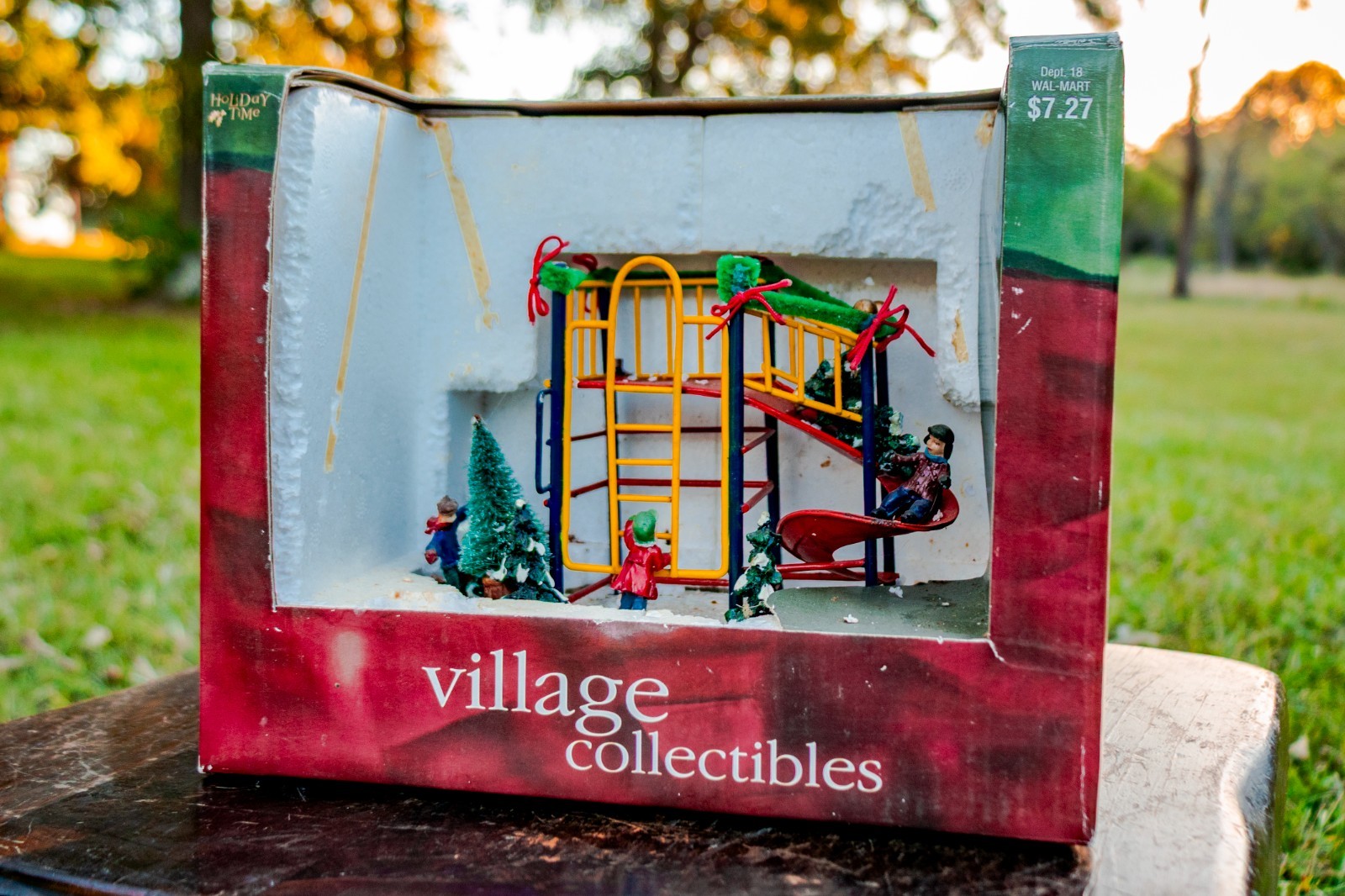 Holiday Time Village Collectibles Slide w/ Children Christmas Playground AS-IS