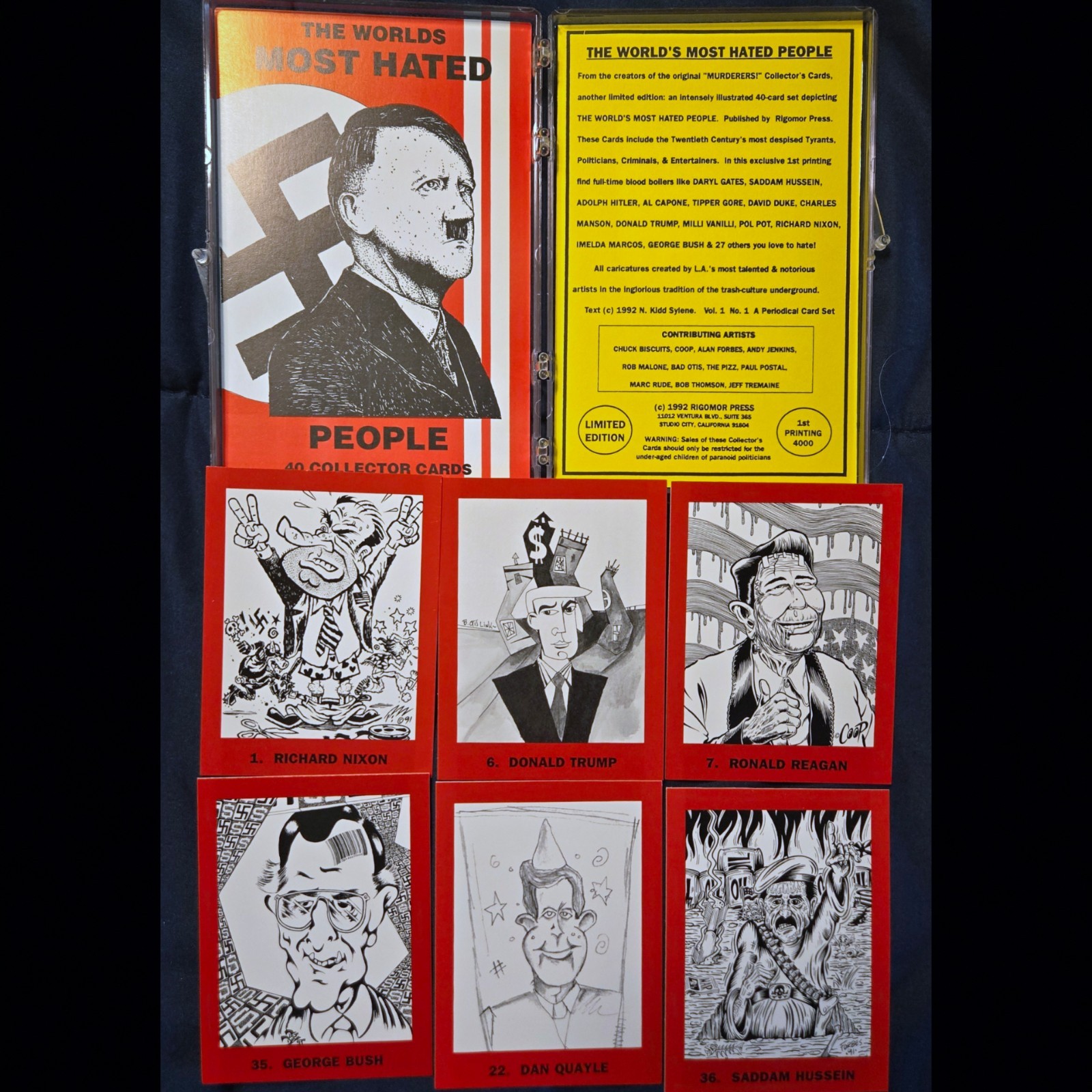 World's Most Hated People Complete 40 Cards Set 1992  Rigomor 1st Printing Trump