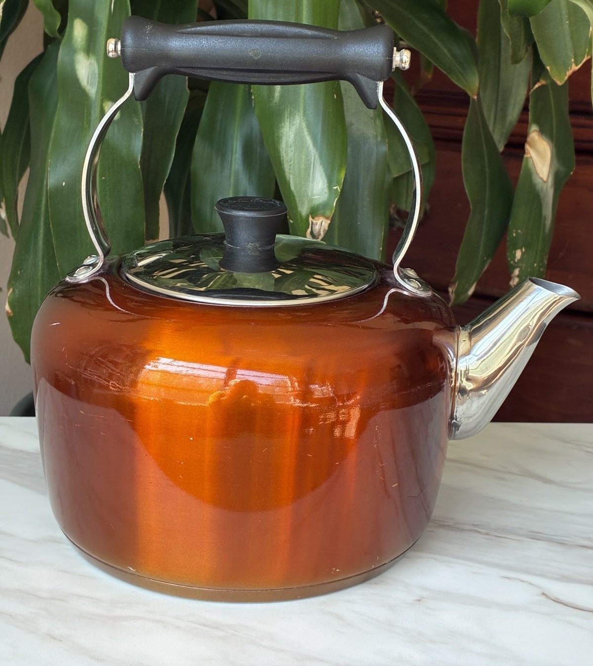 Vintage Great British Traditions Copper tint Tea Kettle 2 Qt Stainless Heavy