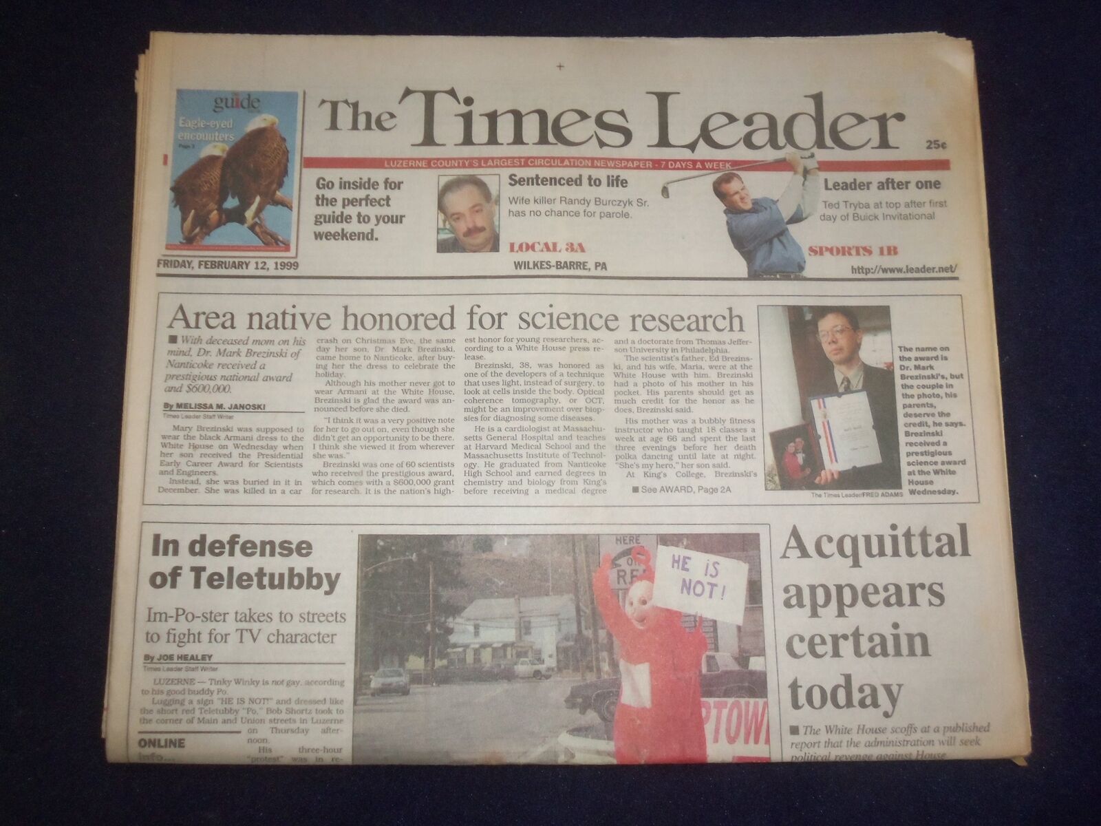 1999 FEB 12 WILKES-BARRE TIMES LEADER-CLINTON ACQUITTAL APPEARS CERTAIN- NP 8243