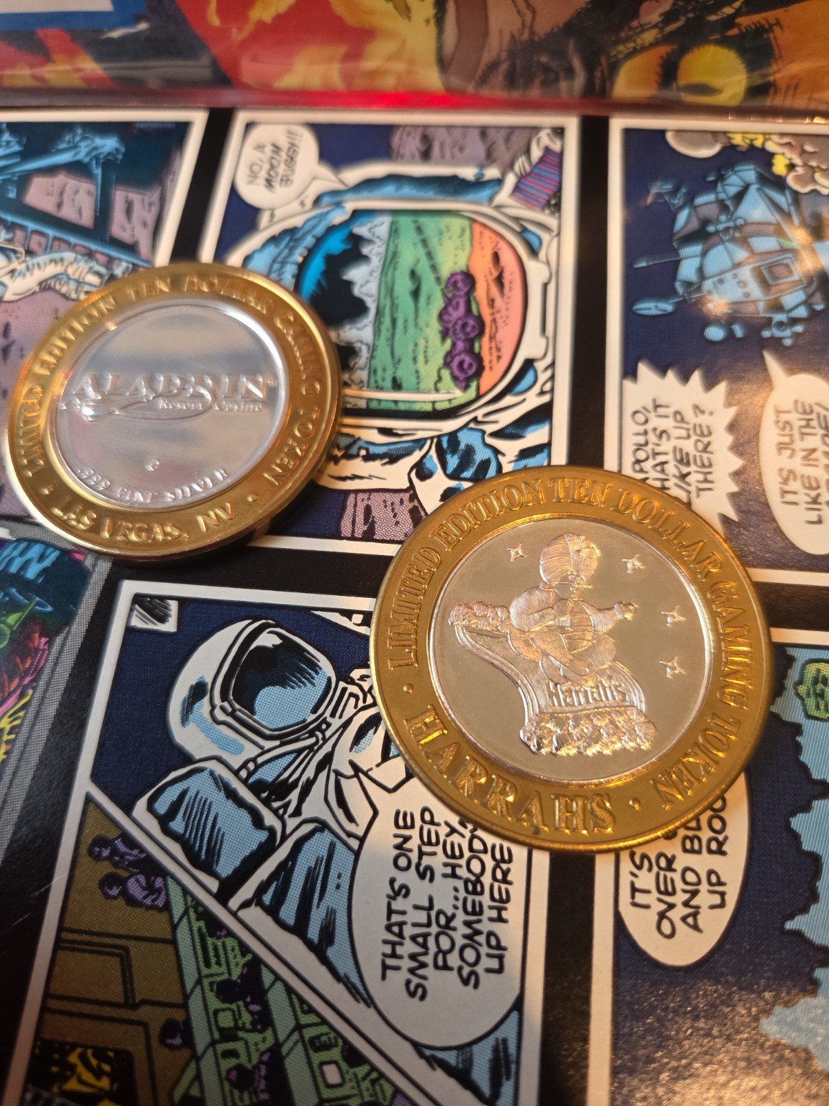 Harrah’s Lake Tahoe + Aladdin $10 Limited Edition .999 Silver Casino Tokens Pair