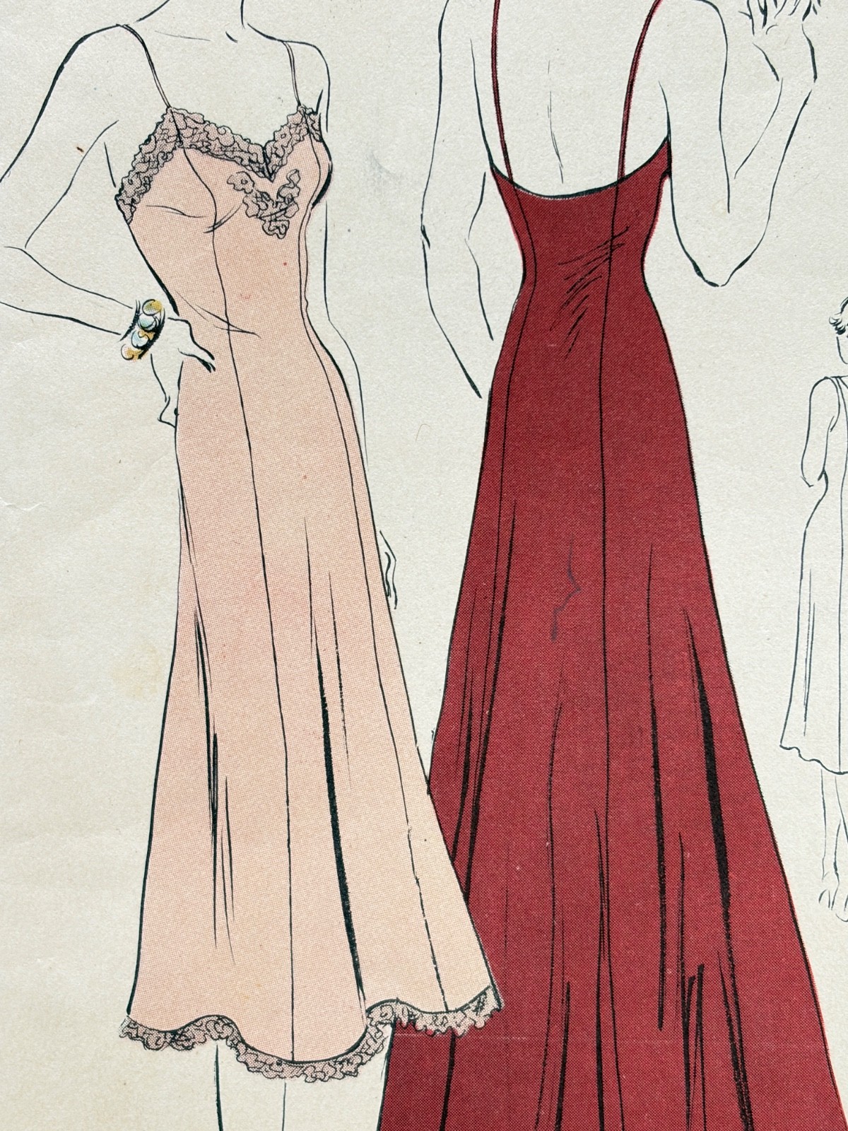 RARE 1930s Vtg VOGUE Pattern 8190 Panel Slip Lingerie Long Dress Sz 16 Bust 34\