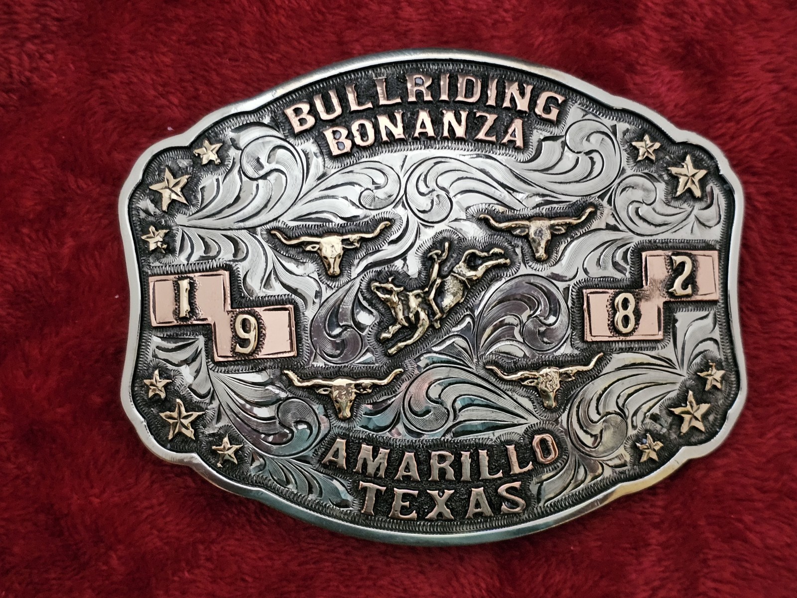 X~Treme Bull Riding☆1982☆RODEO CHAMPION TROPHY BUCKLE☆Amarillo Texas☆Rare☆426