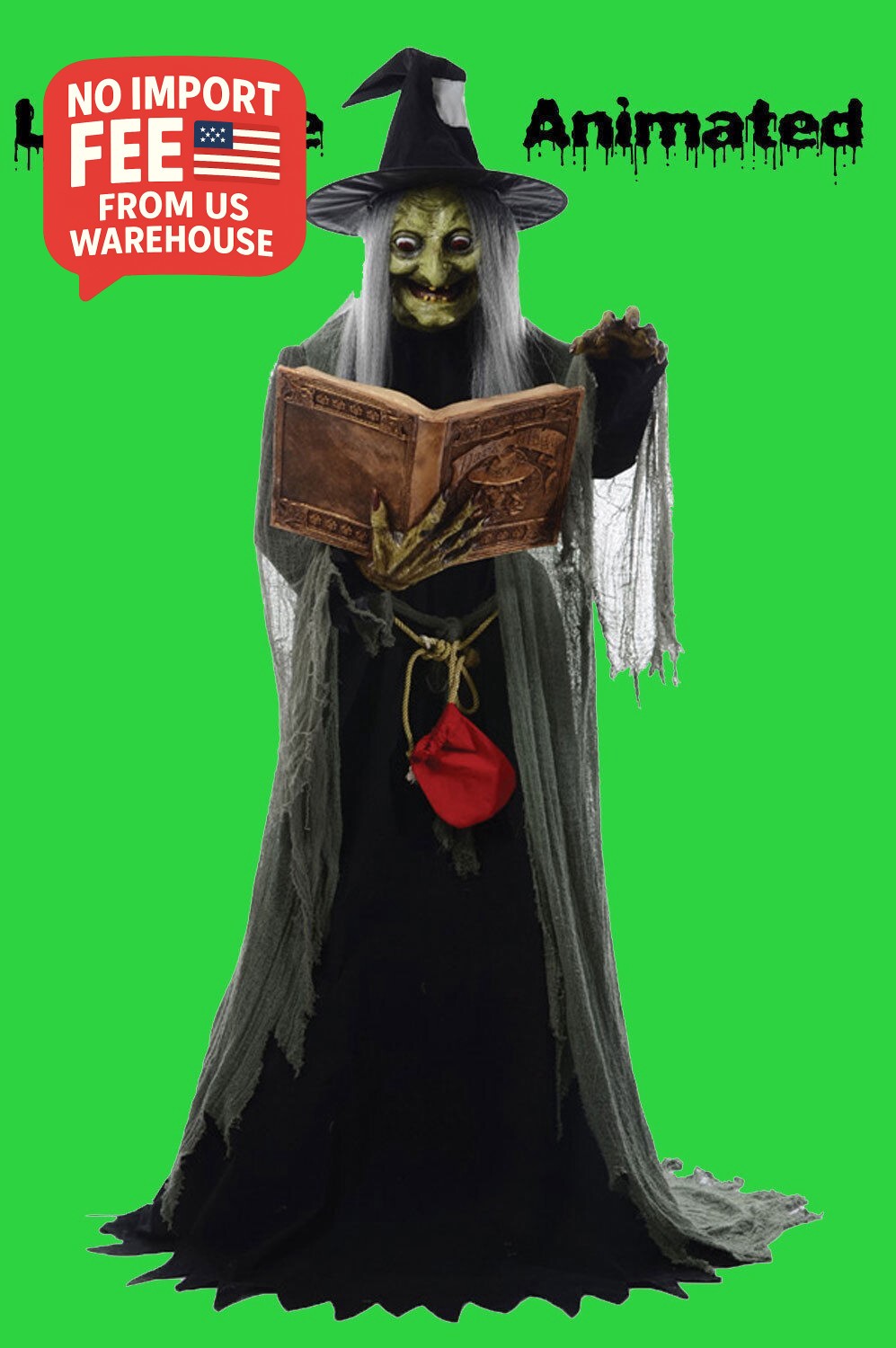Halloween SPELL SPEAKING WITCH Haunted House Life Size Animated Prop Decoration