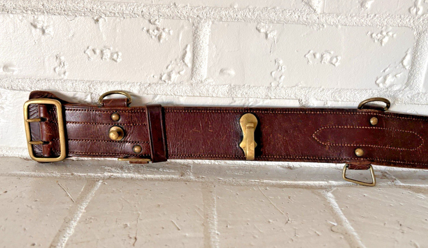 WWI US Army Officer's Leather Belt Captain W.G. Williams 65th Artillery CAC